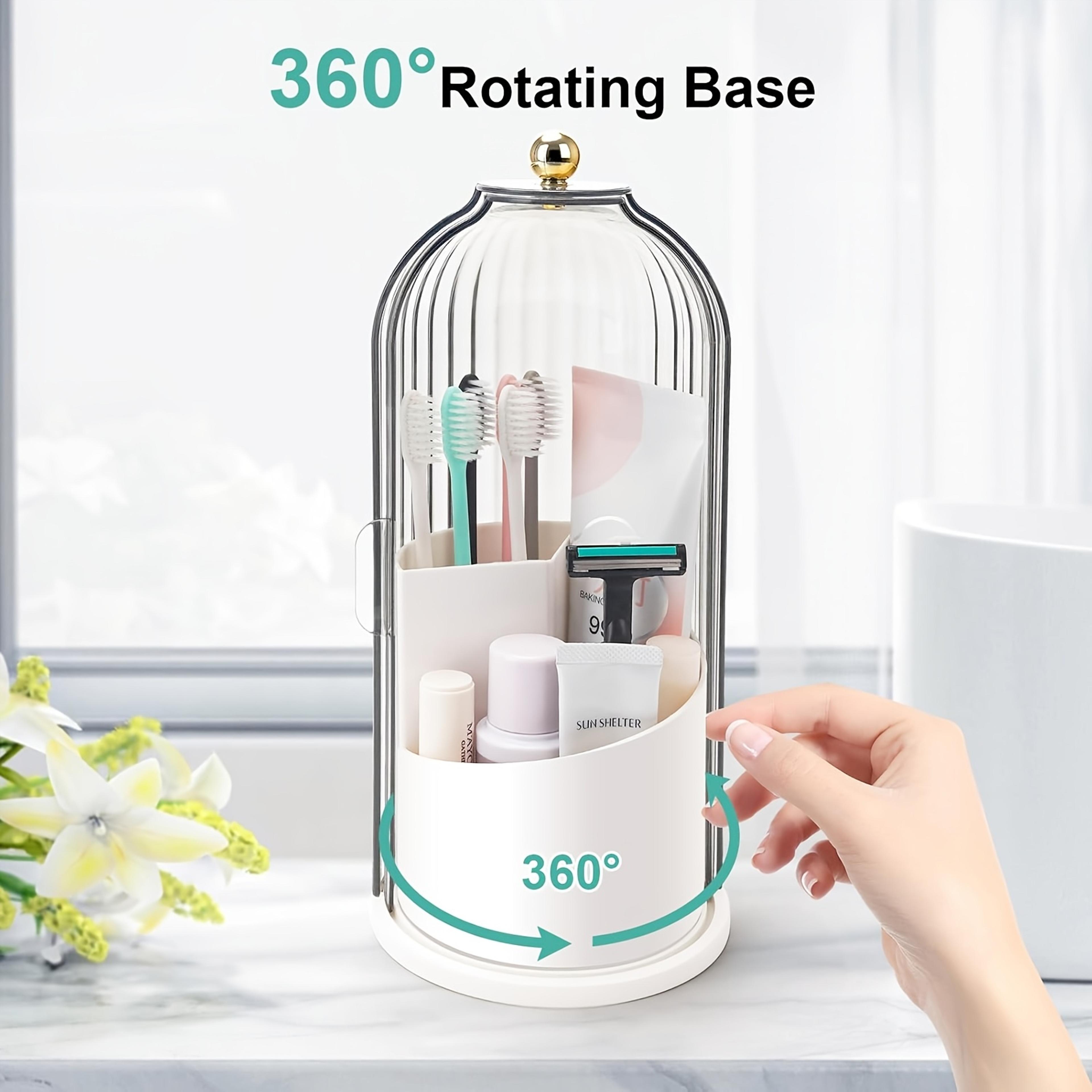 360° rotating makeup brush holder dustproof cosmetic storage box set
