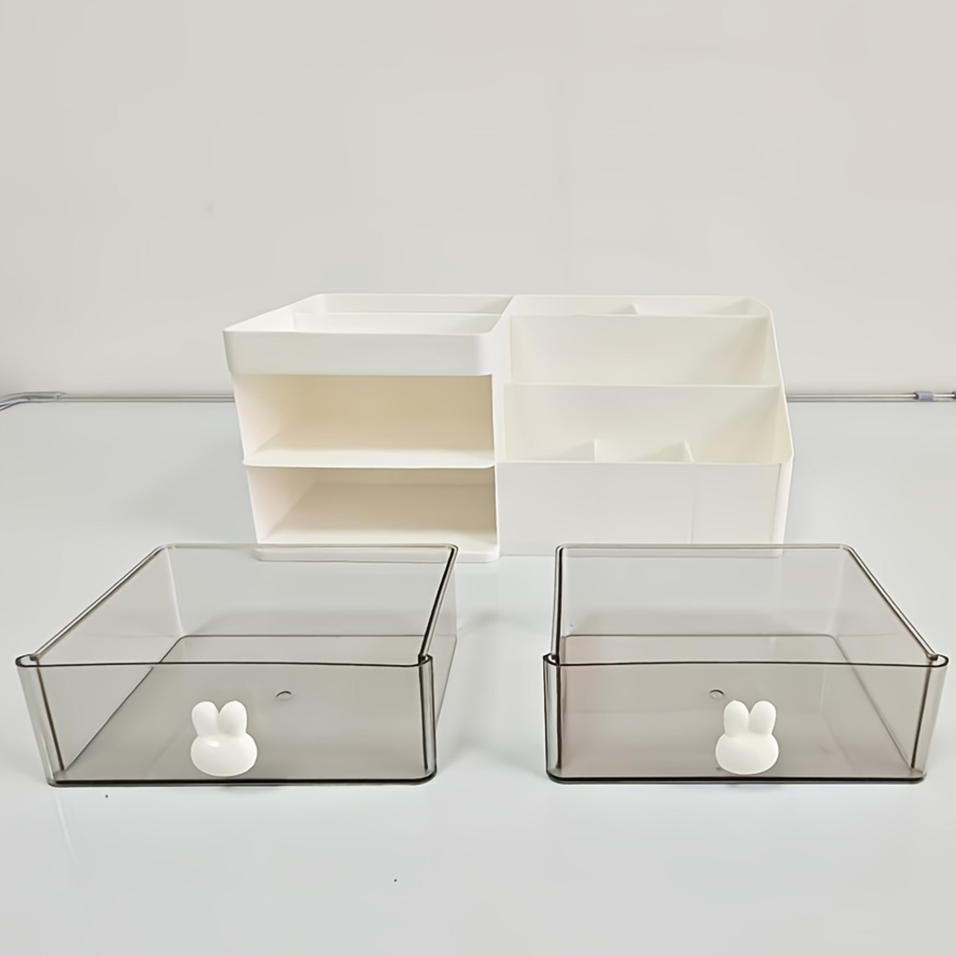 transparent rabbit handle makeup organizer with drawers