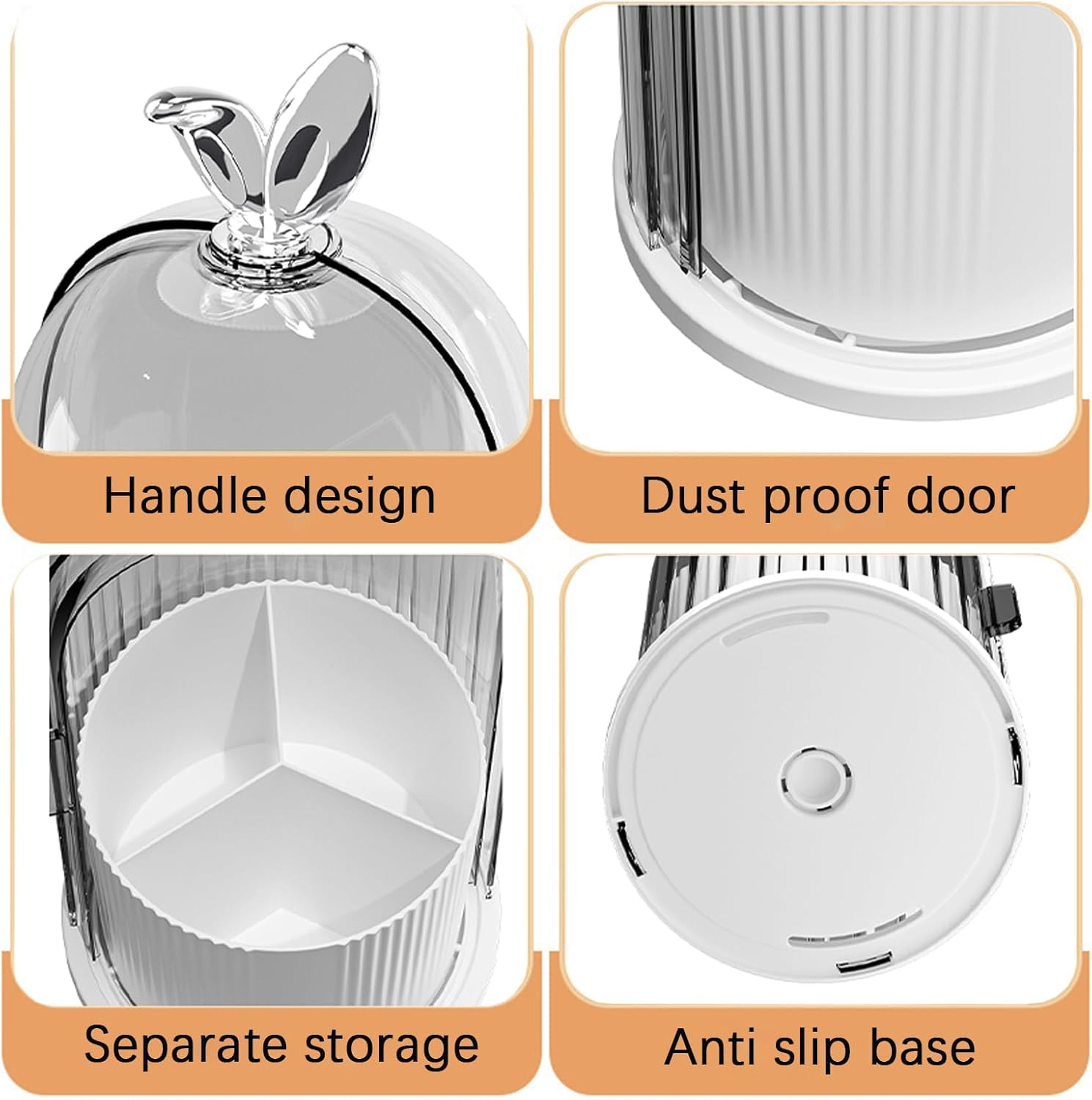 sliding toothbrush holder 360° rotating bathroom organizer with dustproof cover