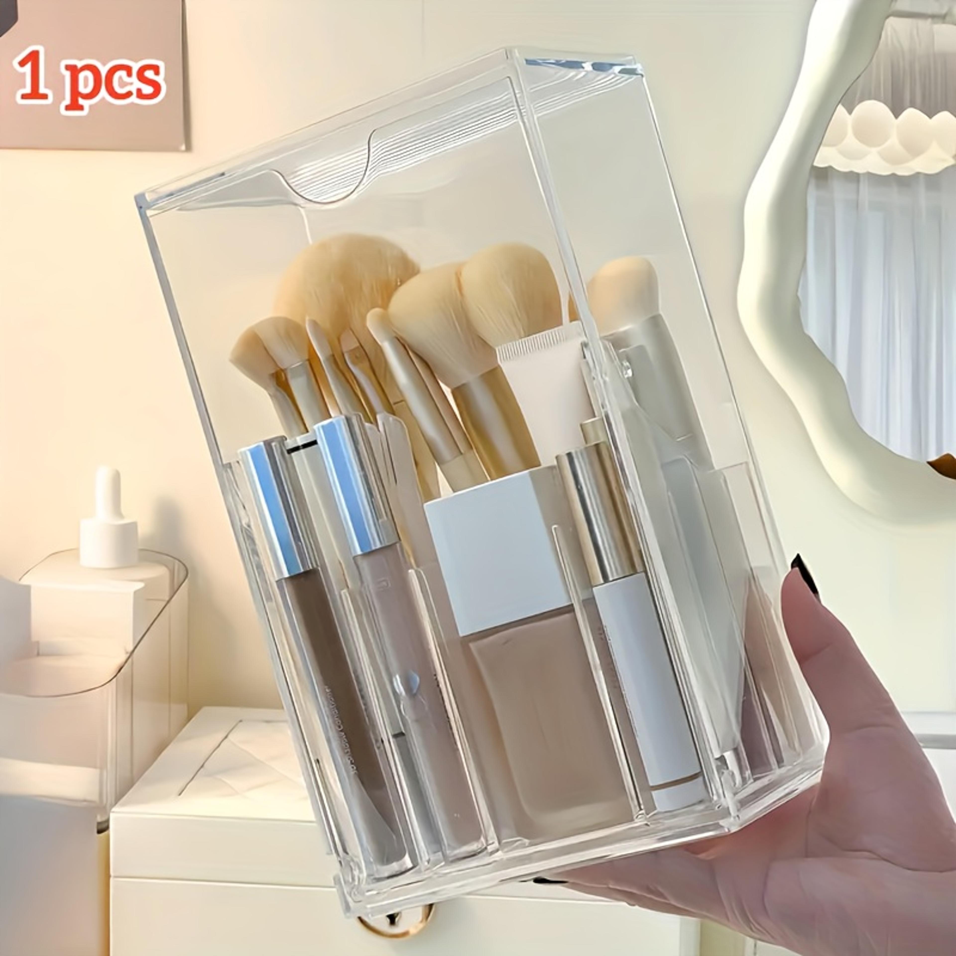 clear acrylic makeup brush organizer with lid dustproof vanity storage box