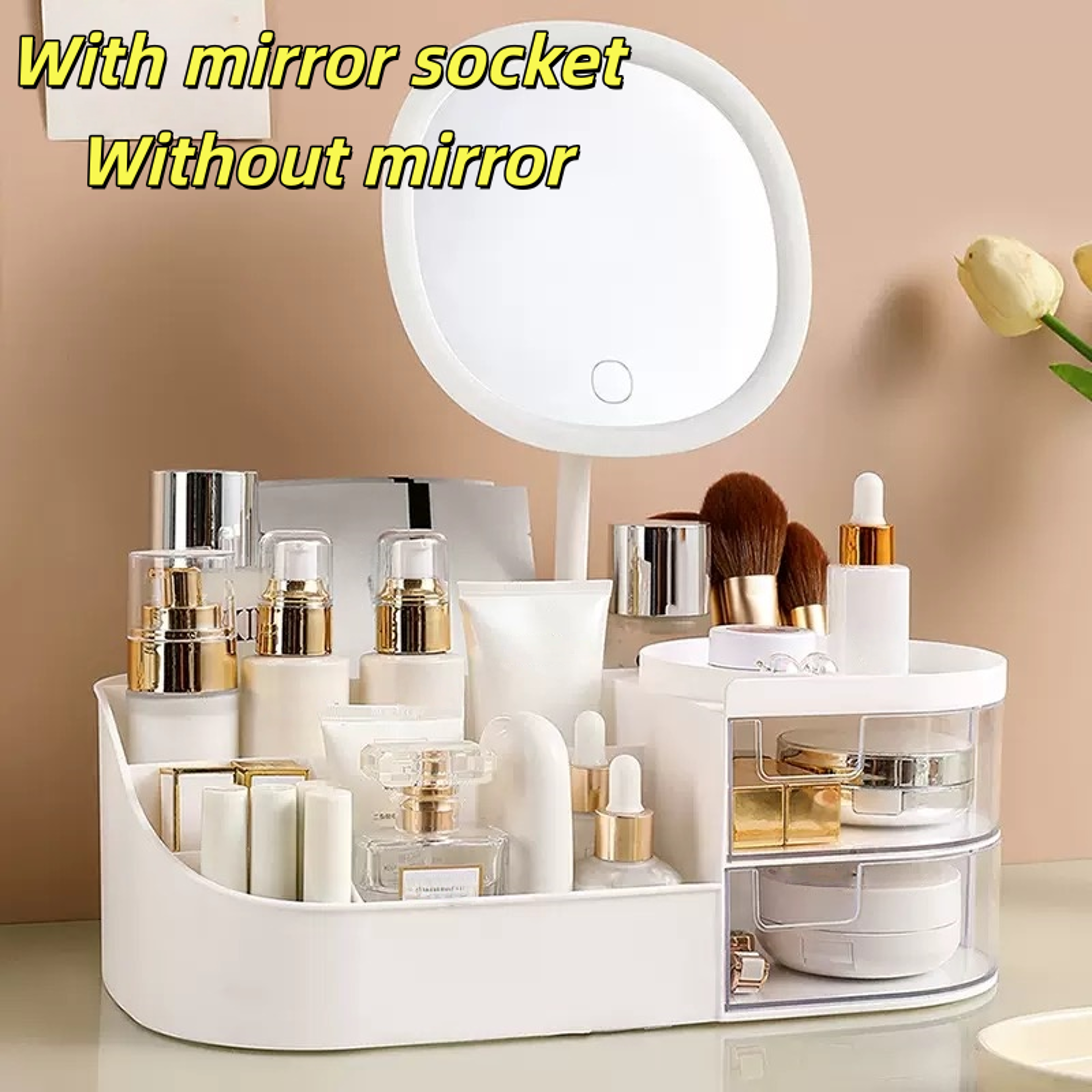 multi compartment makeup organizer with drawers vanity storage box