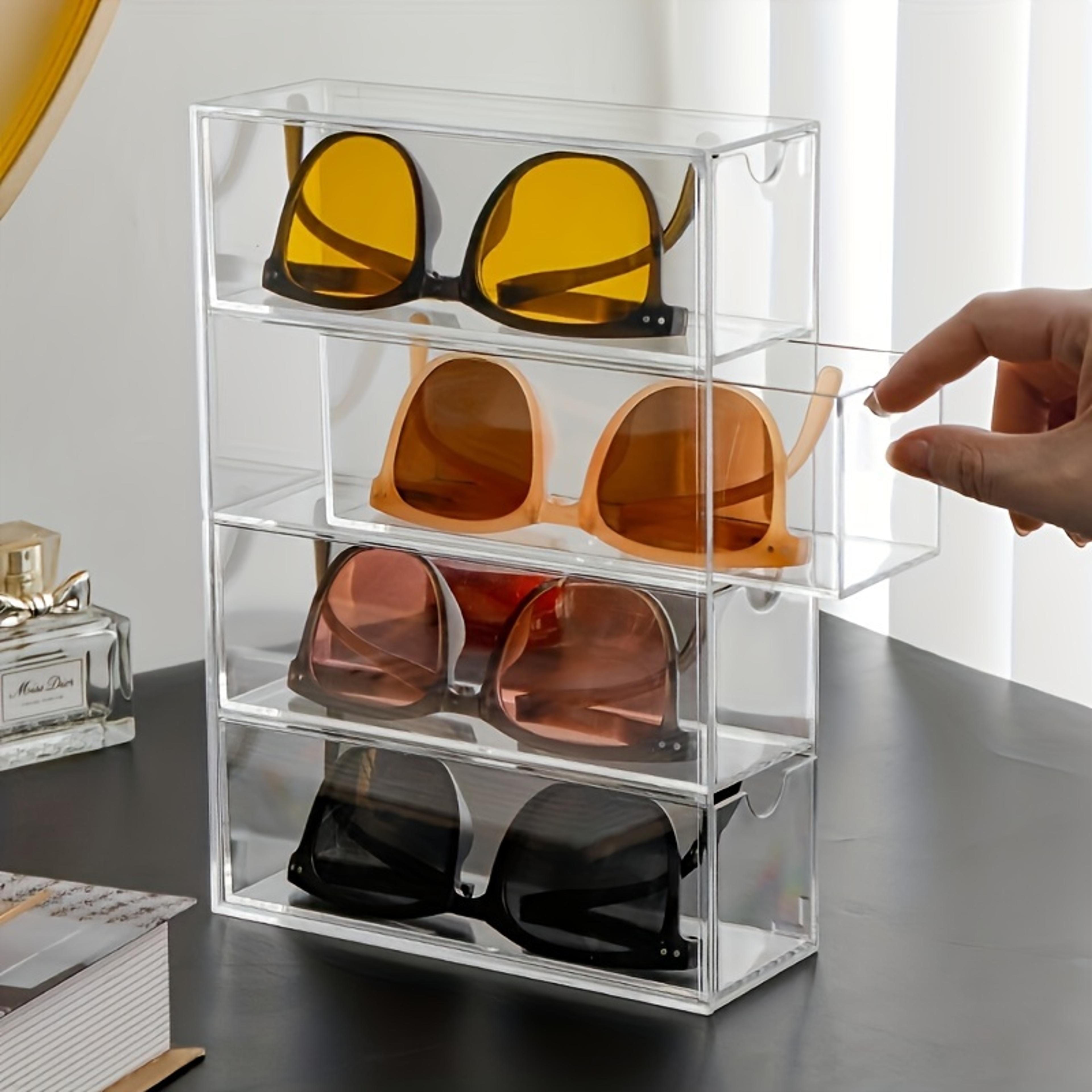 4 layer acrylic sunglasses organizer clear dustproof eyewear storage box