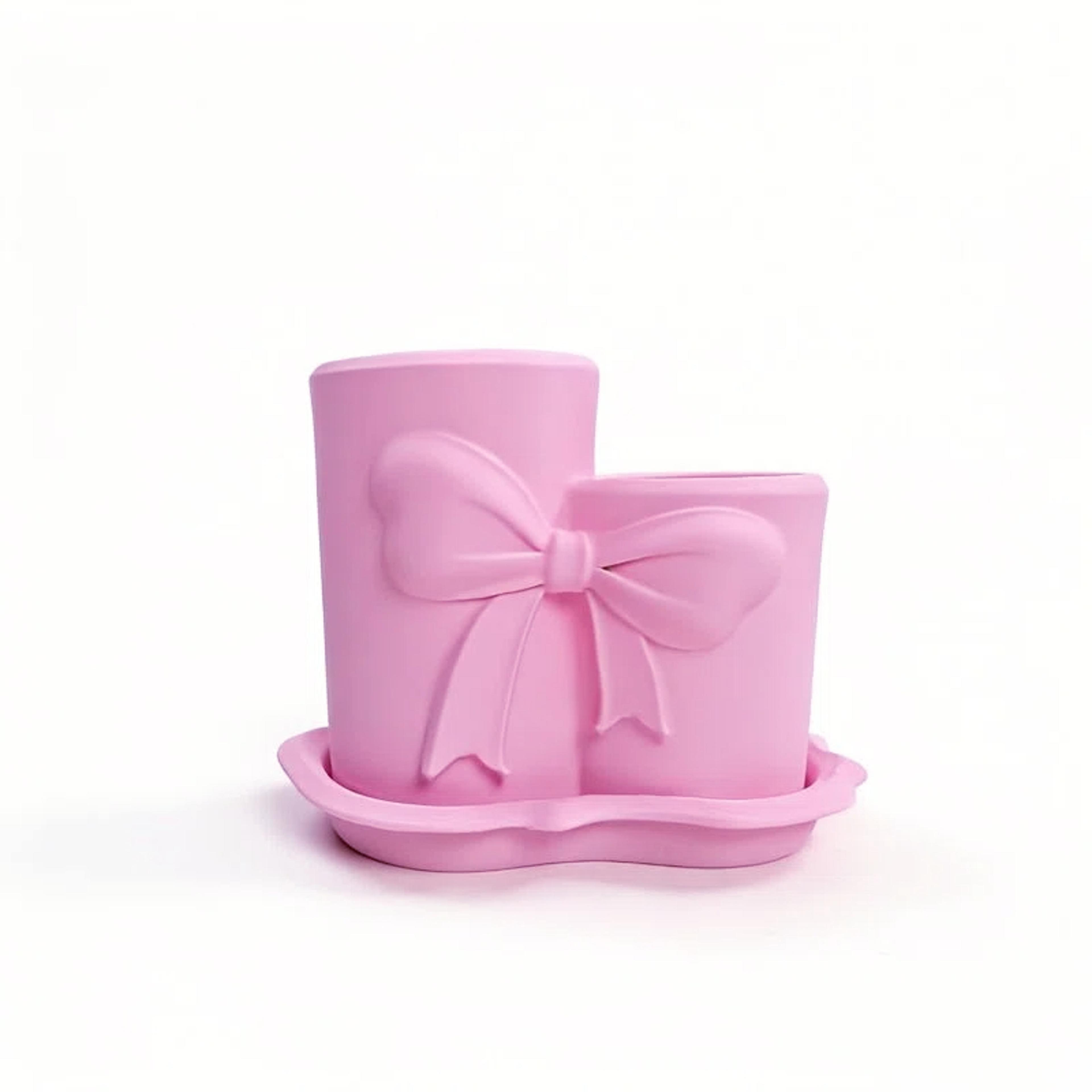 3d bow makeup brush holder cosmetic organizer vanity desk storage