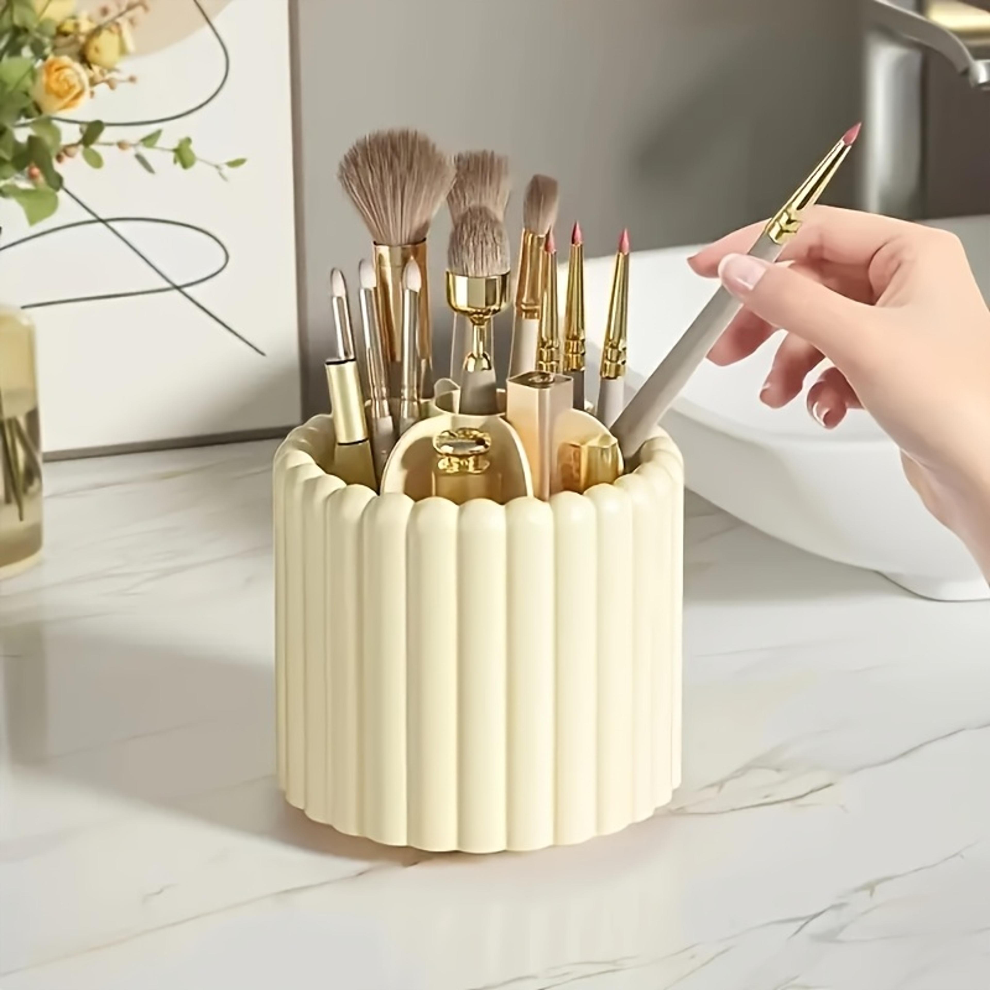 360 rotating makeup brush holder 7 slot removable makeup brush organizer