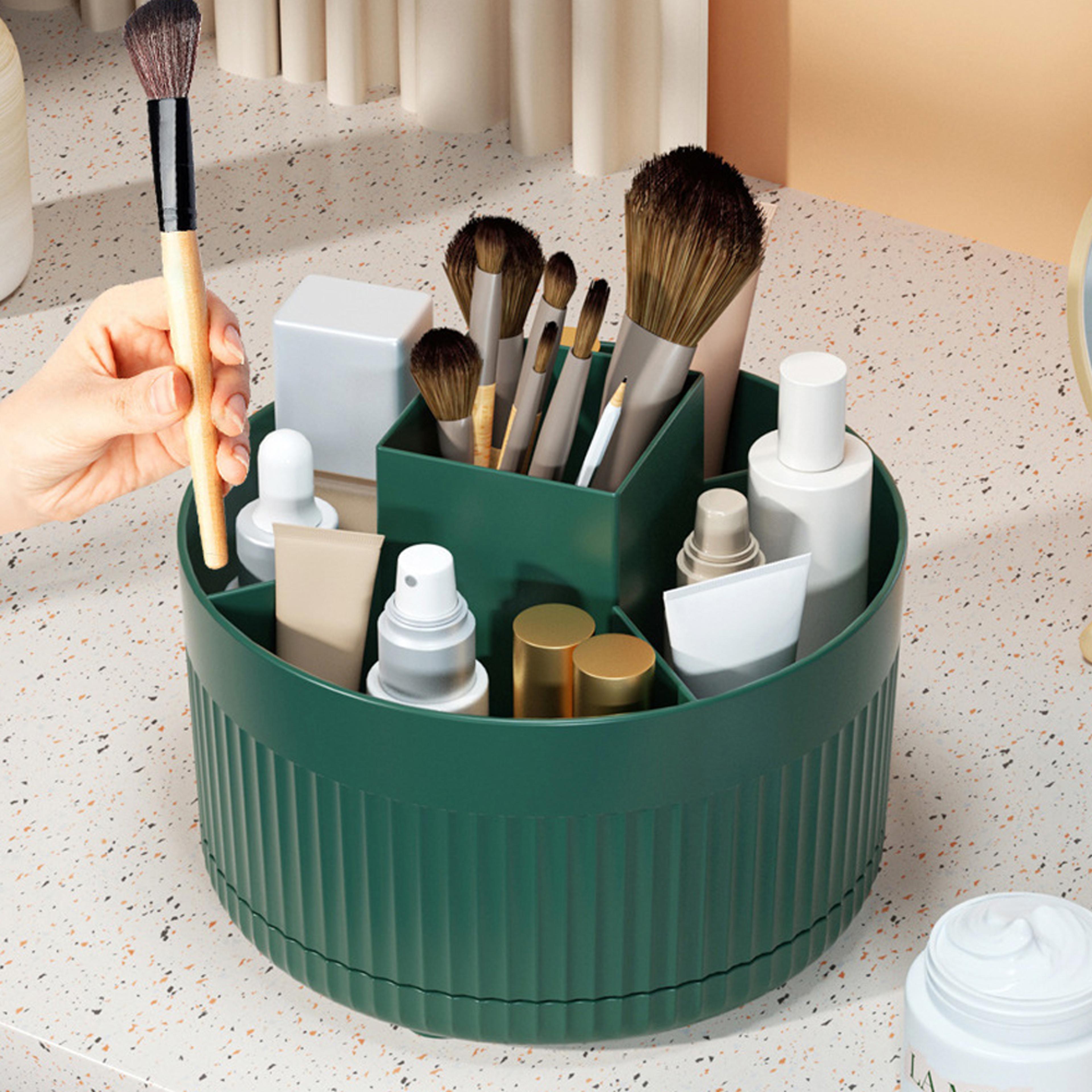 360 degree rotating makeup organizer abs cosmetic storage holder for vanity