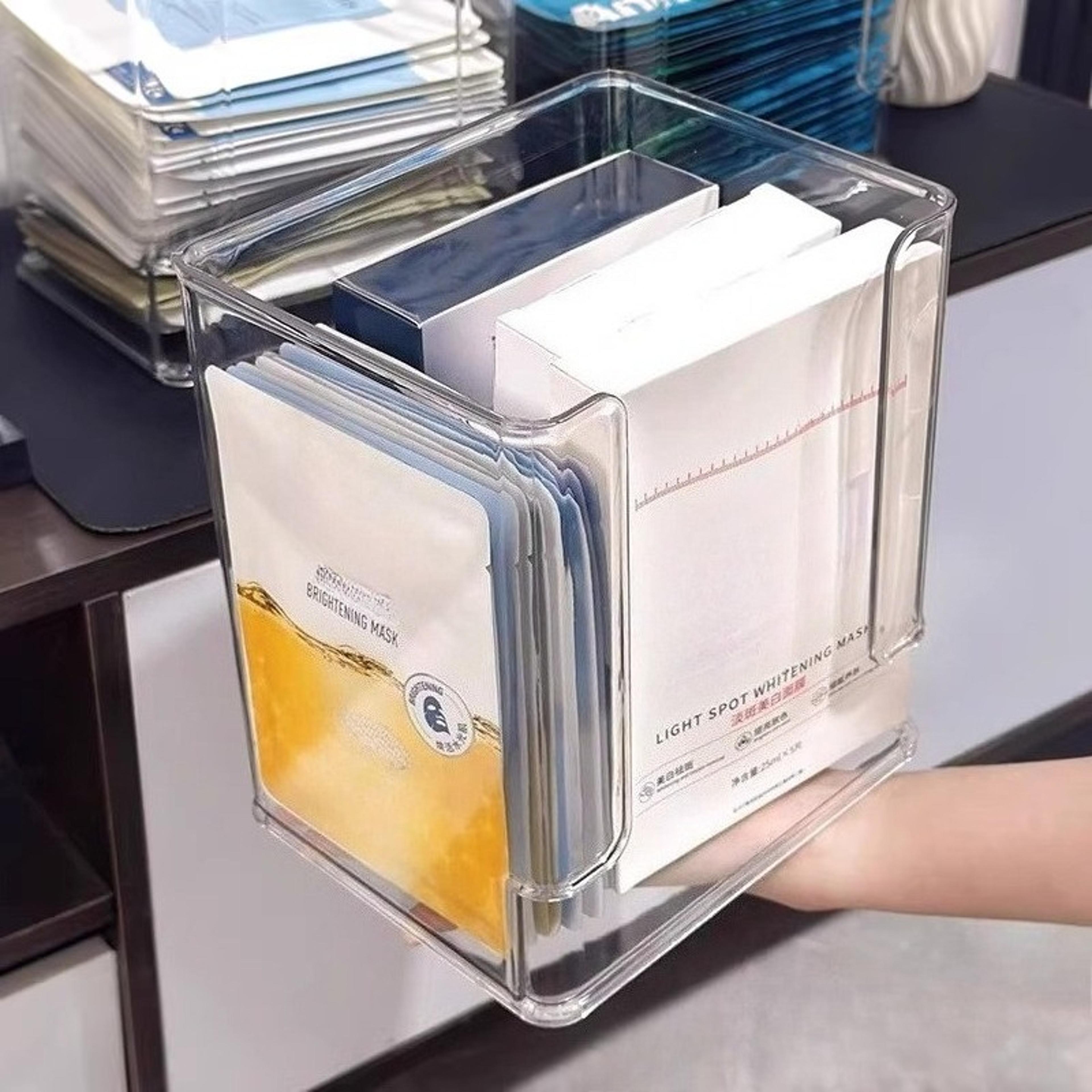 large acrylic mask storage box clear skincare and makeup organizer
