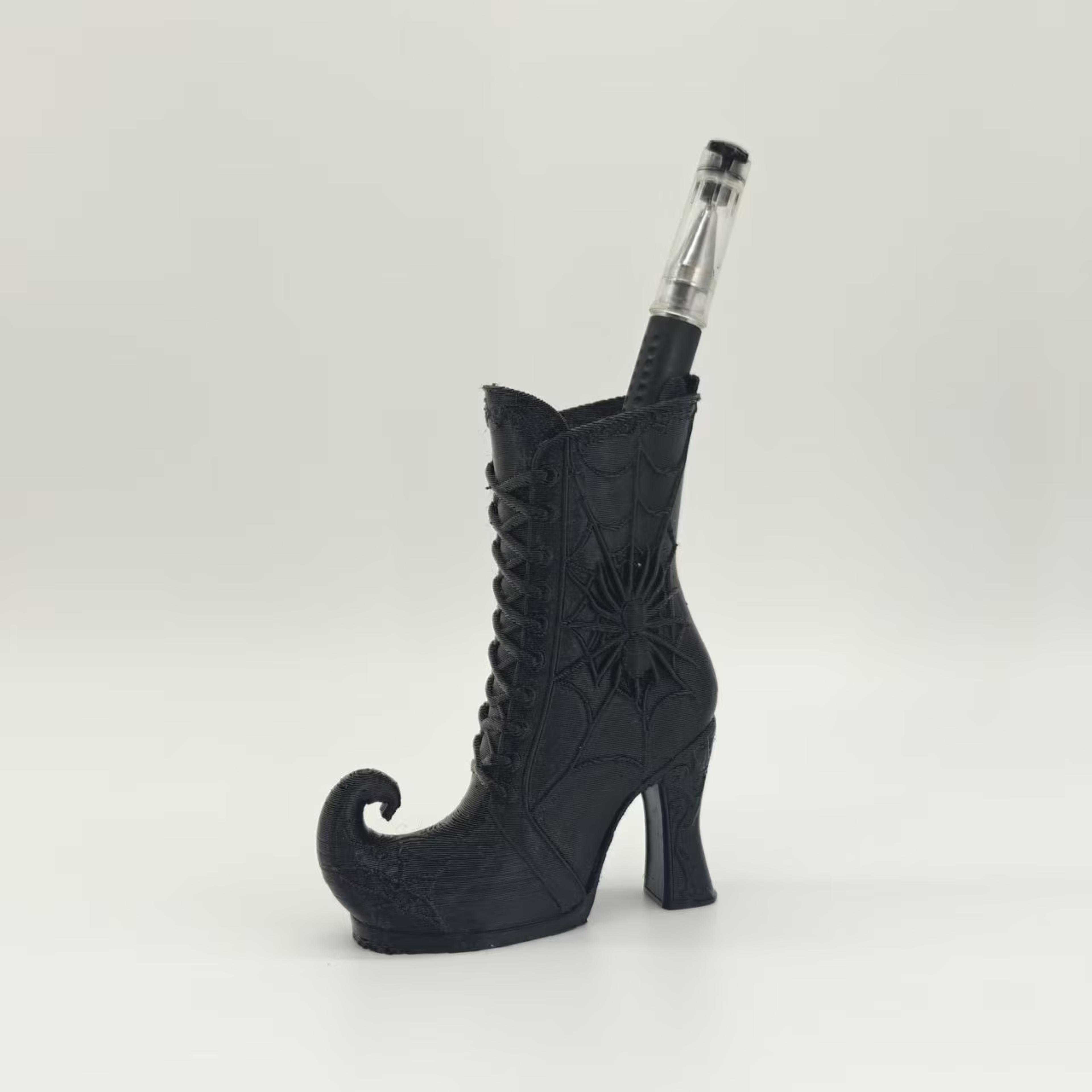 3d printed witch boot pen holder and makeup brush organizer