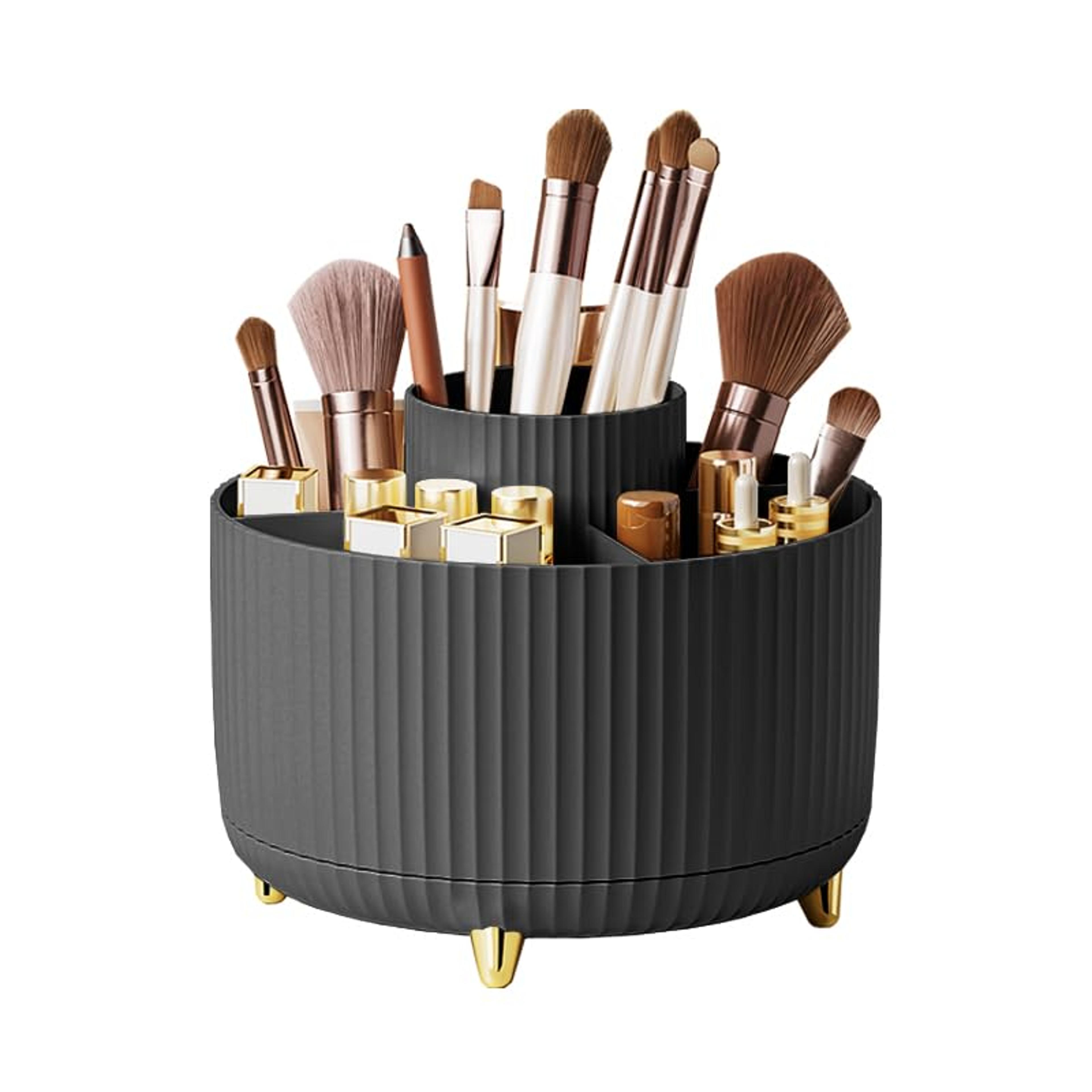 360 rotating makeup organizer 5 compartment cosmetic storage box