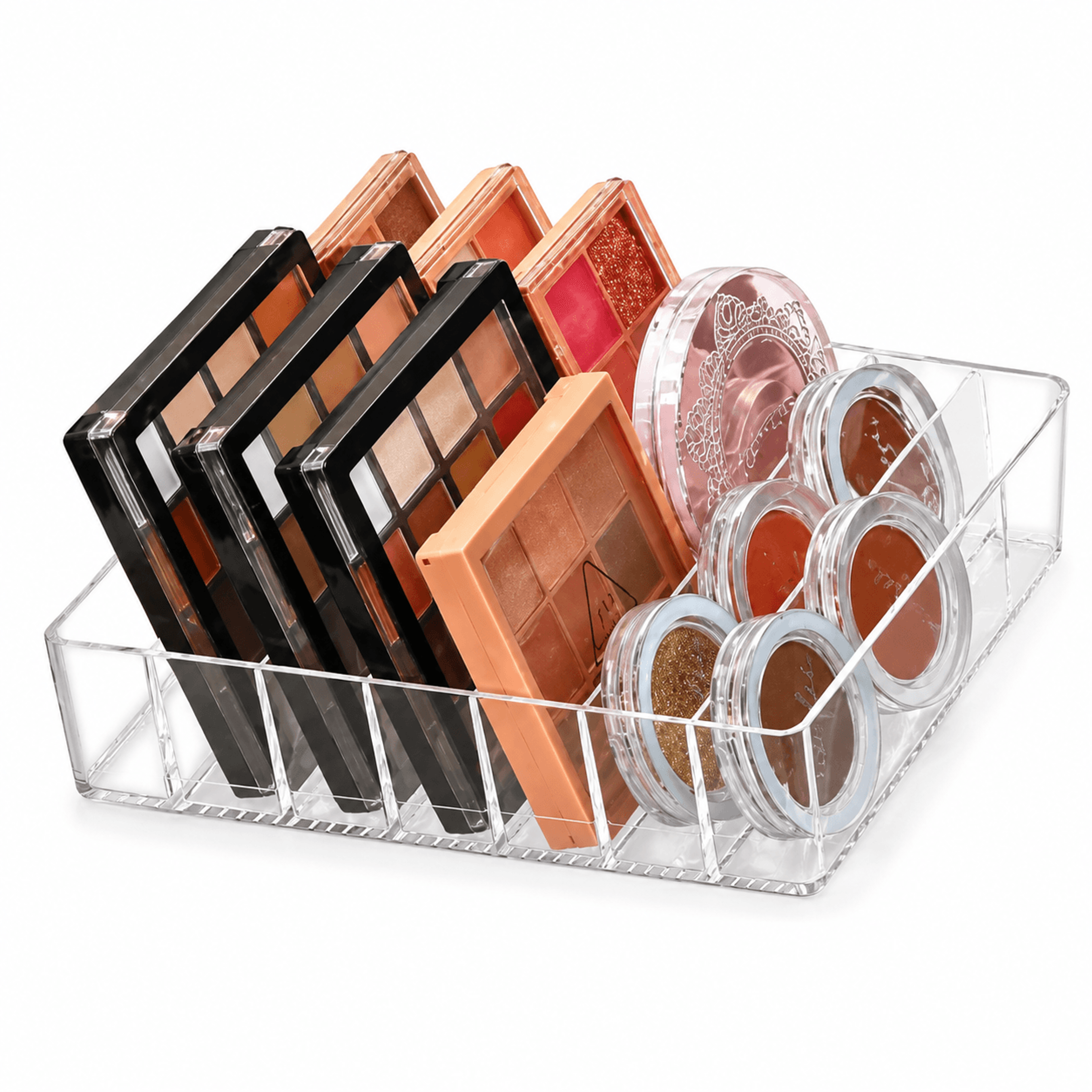 7 slot makeup palette organizer clear acrylic vanity storage holder
