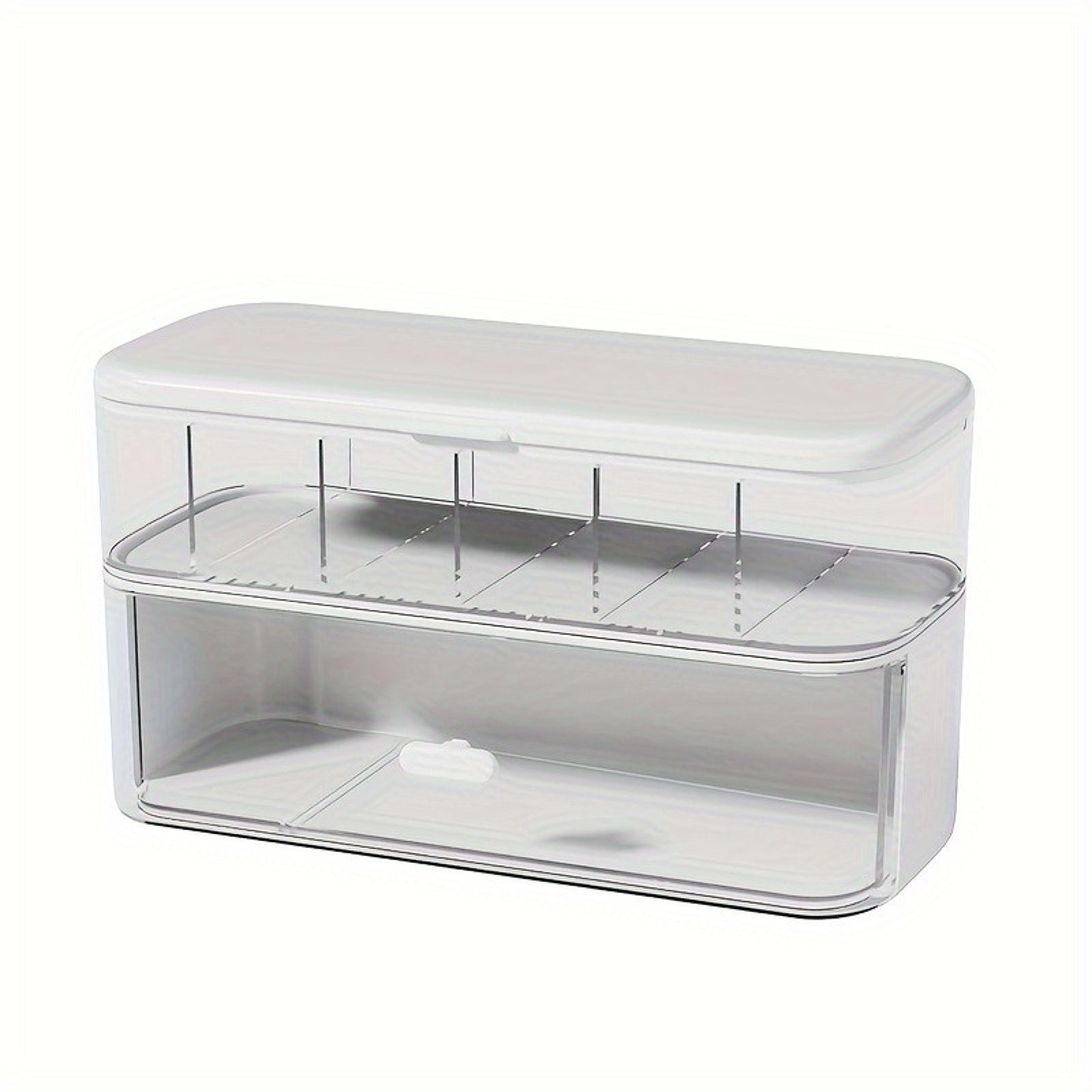 transparent cable organizer box with lid for desktop charger storage