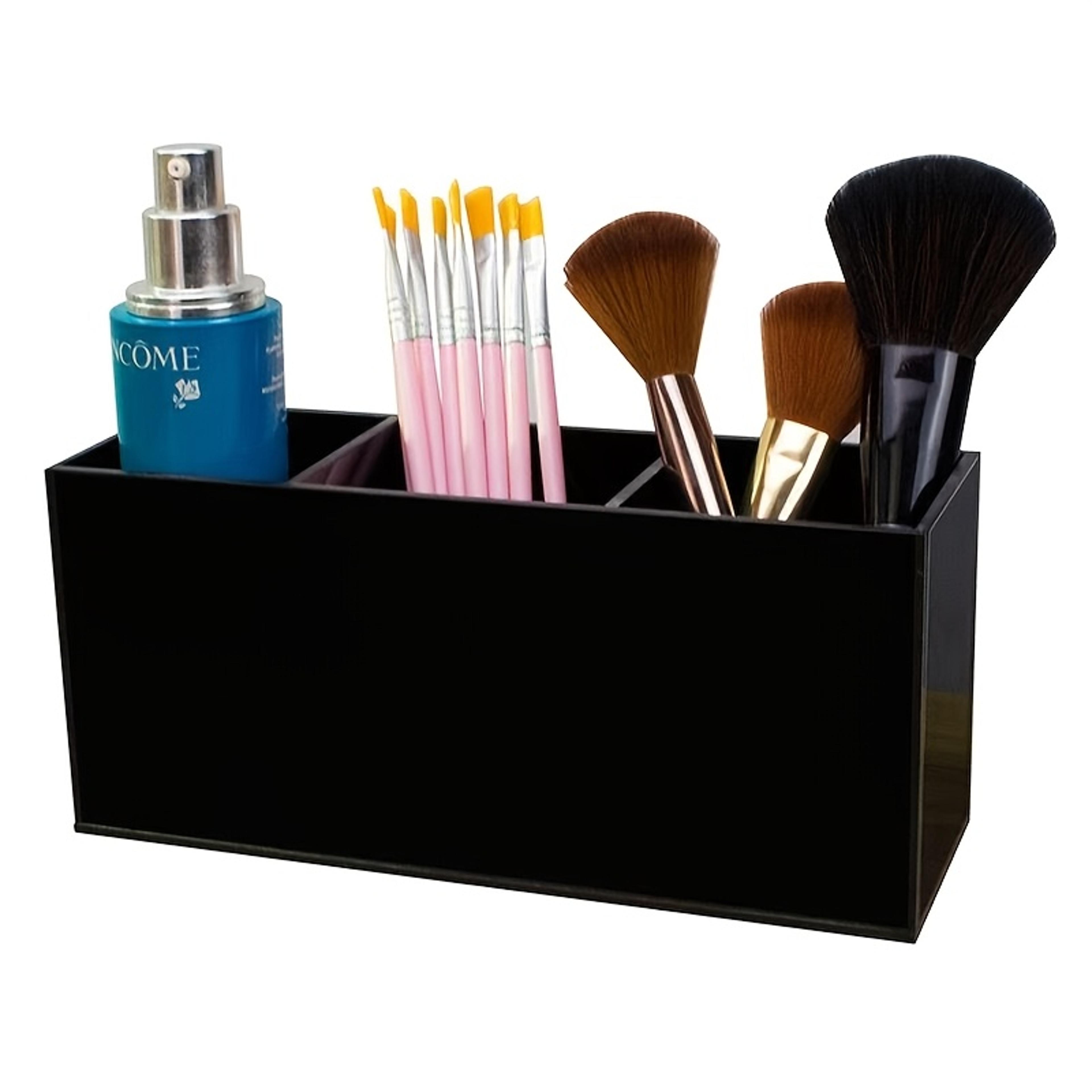 360° rotating makeup brush organizer with dustproof lid for lipsticks and cosmetics
