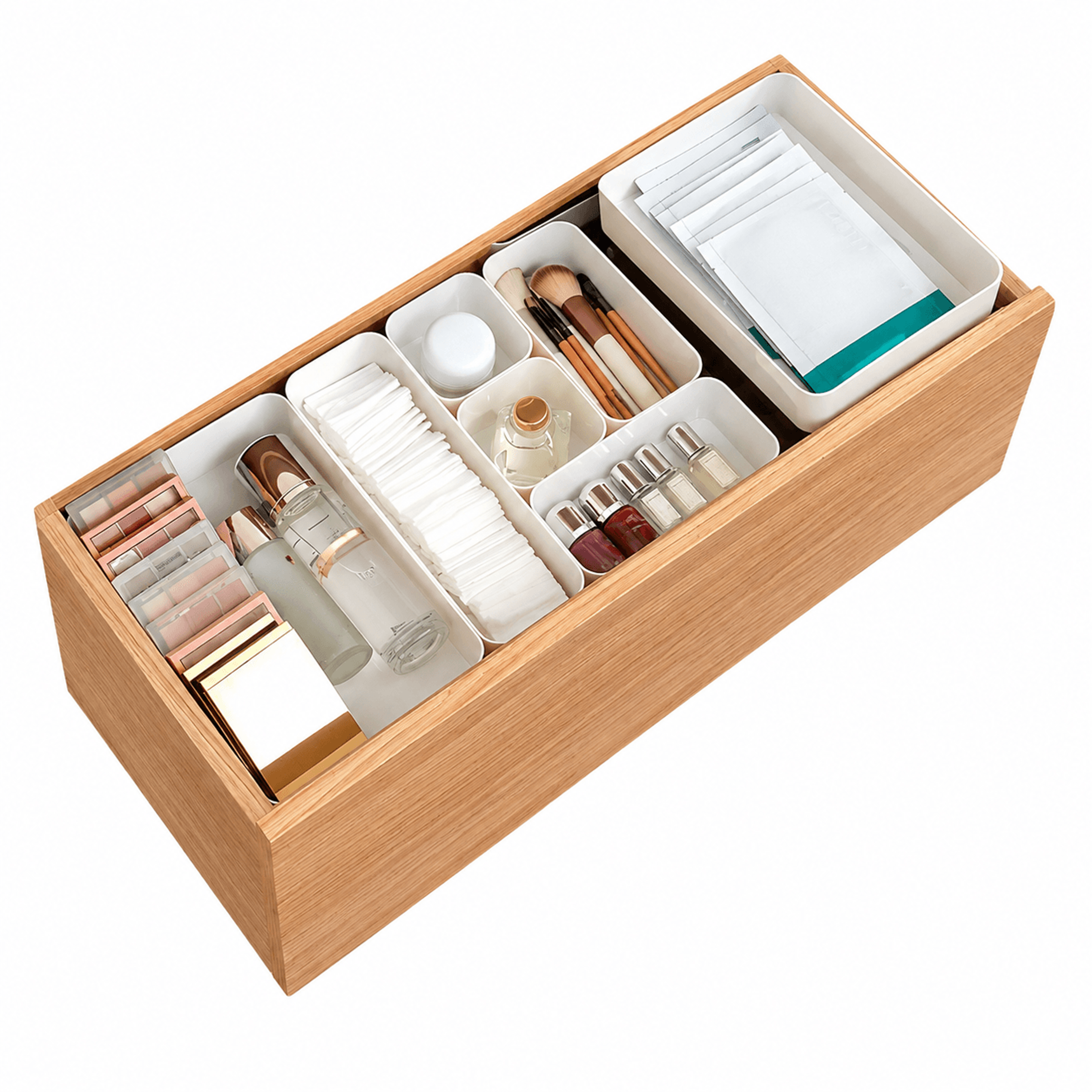 7pcs interlocking drawer organizer bins for makeup, kitchen, desk and home storage