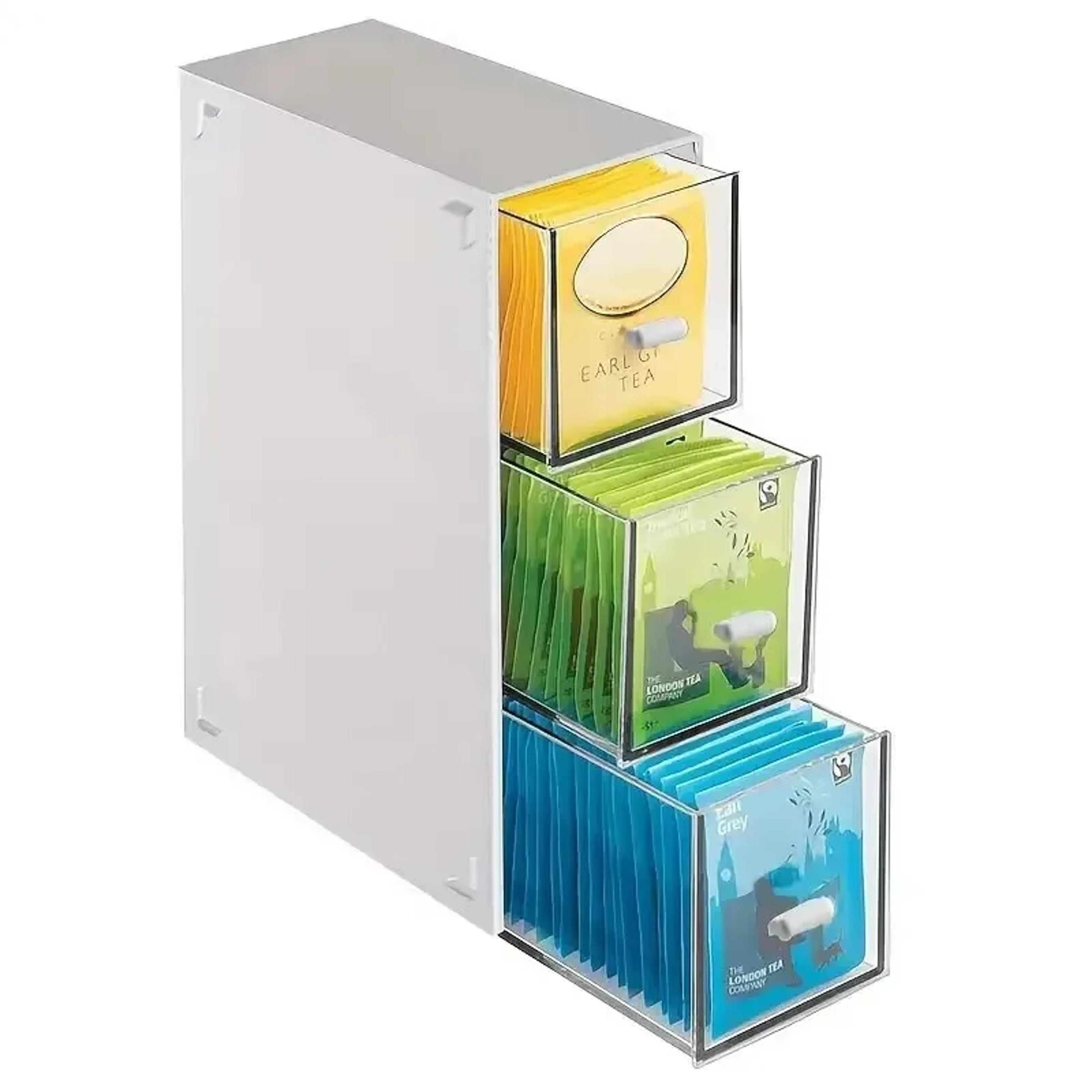 stackable transparent drawer organizer for cosmetics tea bags stationery and desktop storage