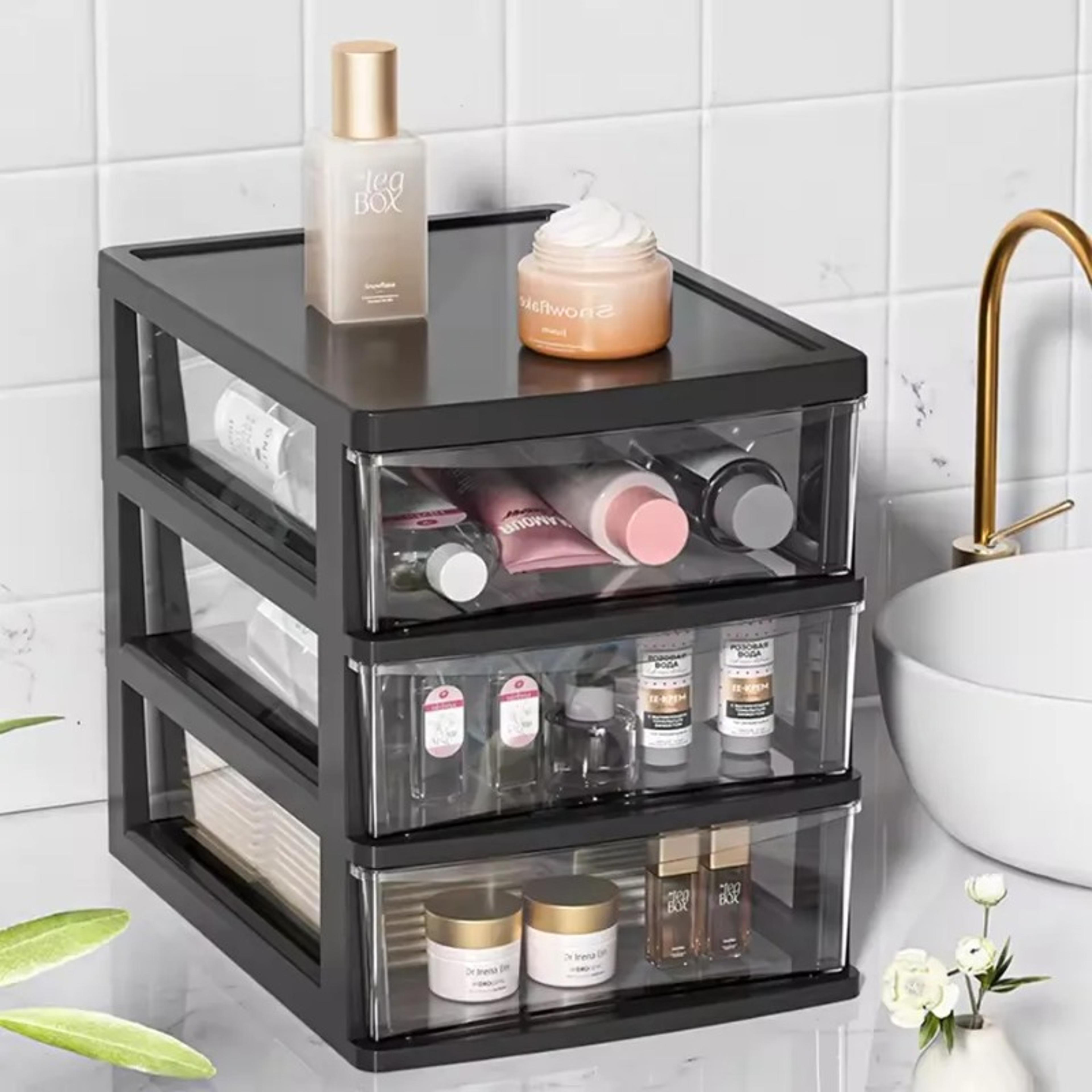 transparent cosmetic storage box drawer makeup organizer for vanity desk