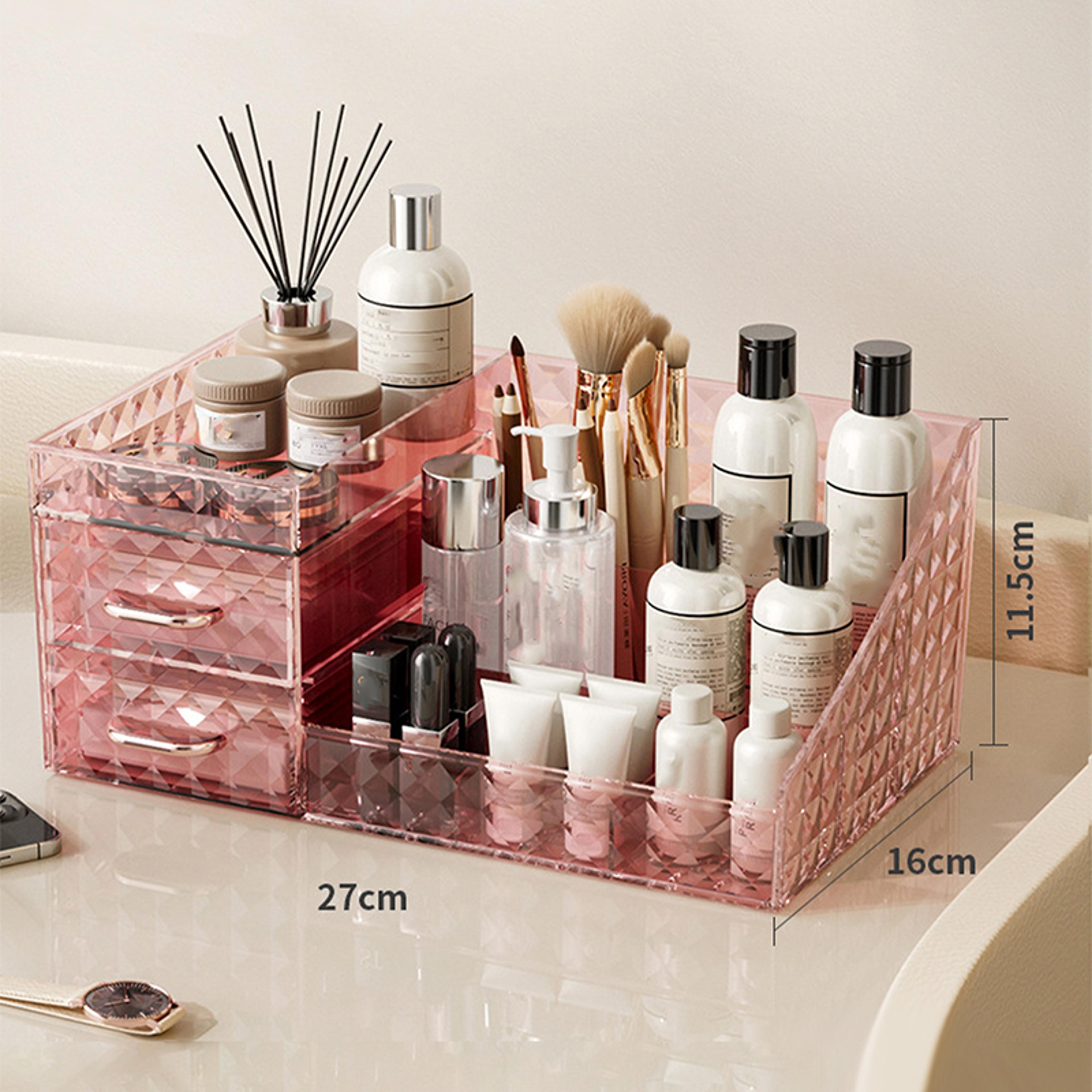 large capacity makeup organizer with transparent drawers cosmetic and lipstick storage box