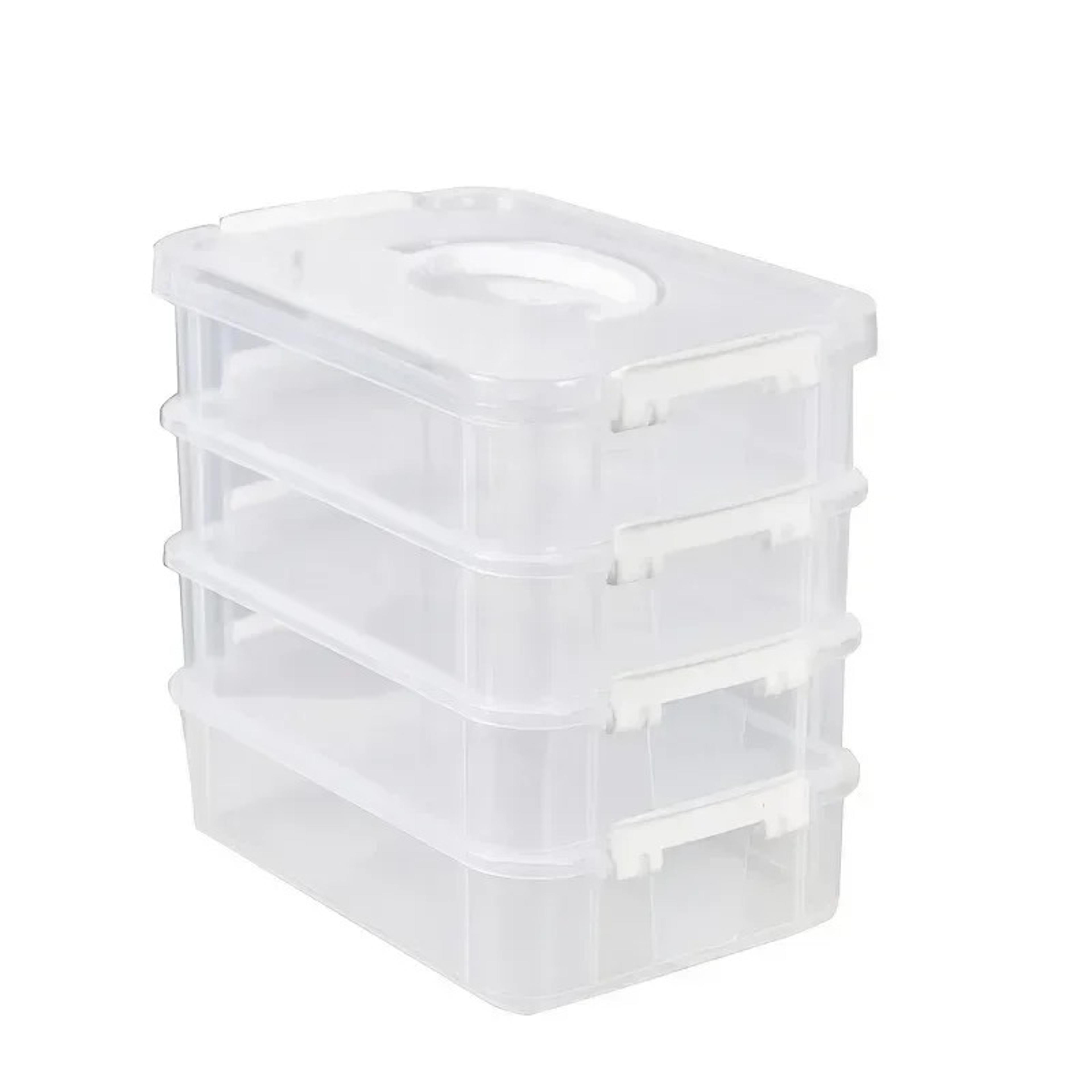 4 layer transparent building block storage box with stackable drawers
