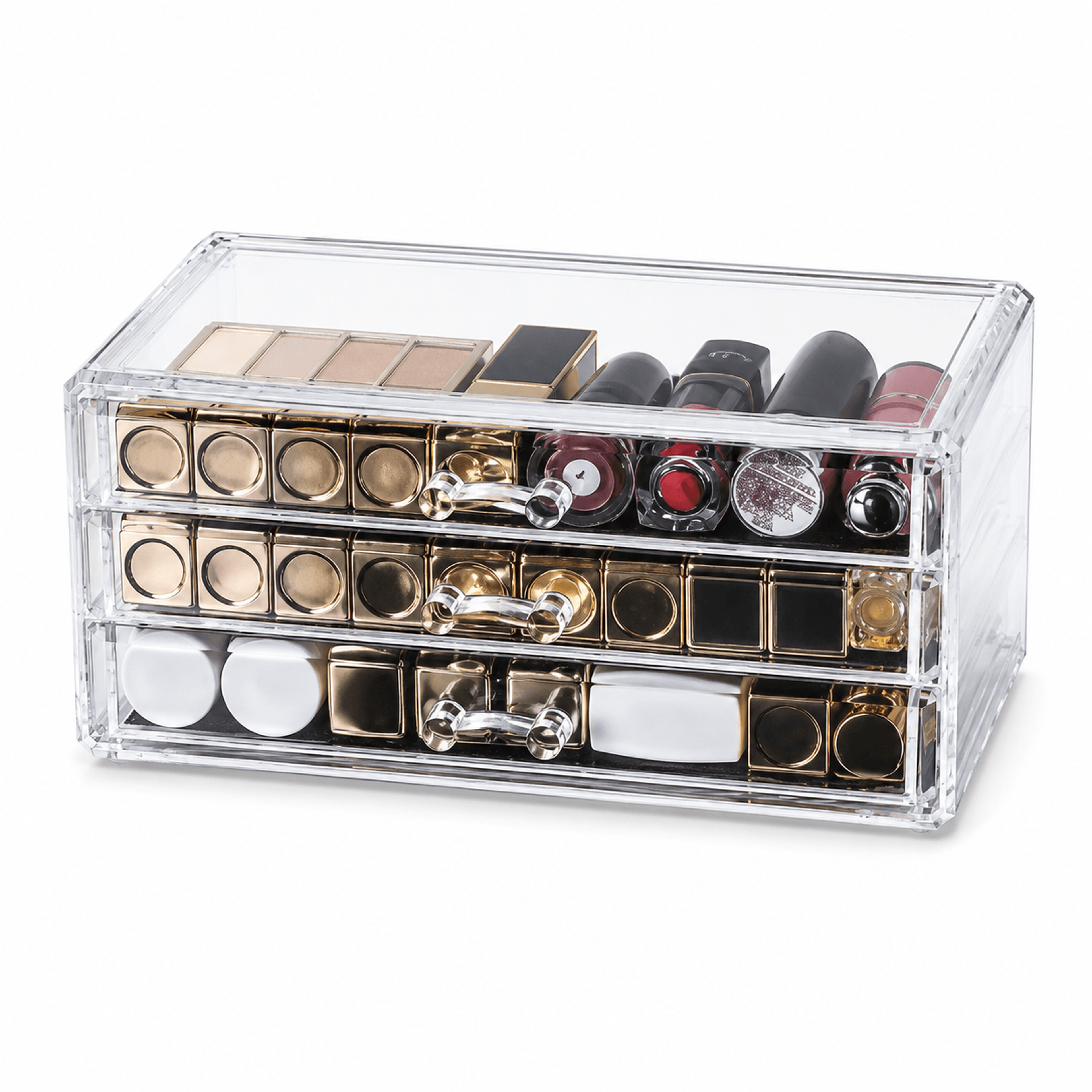 transparent makeup organizer drawer cosmetic storage box