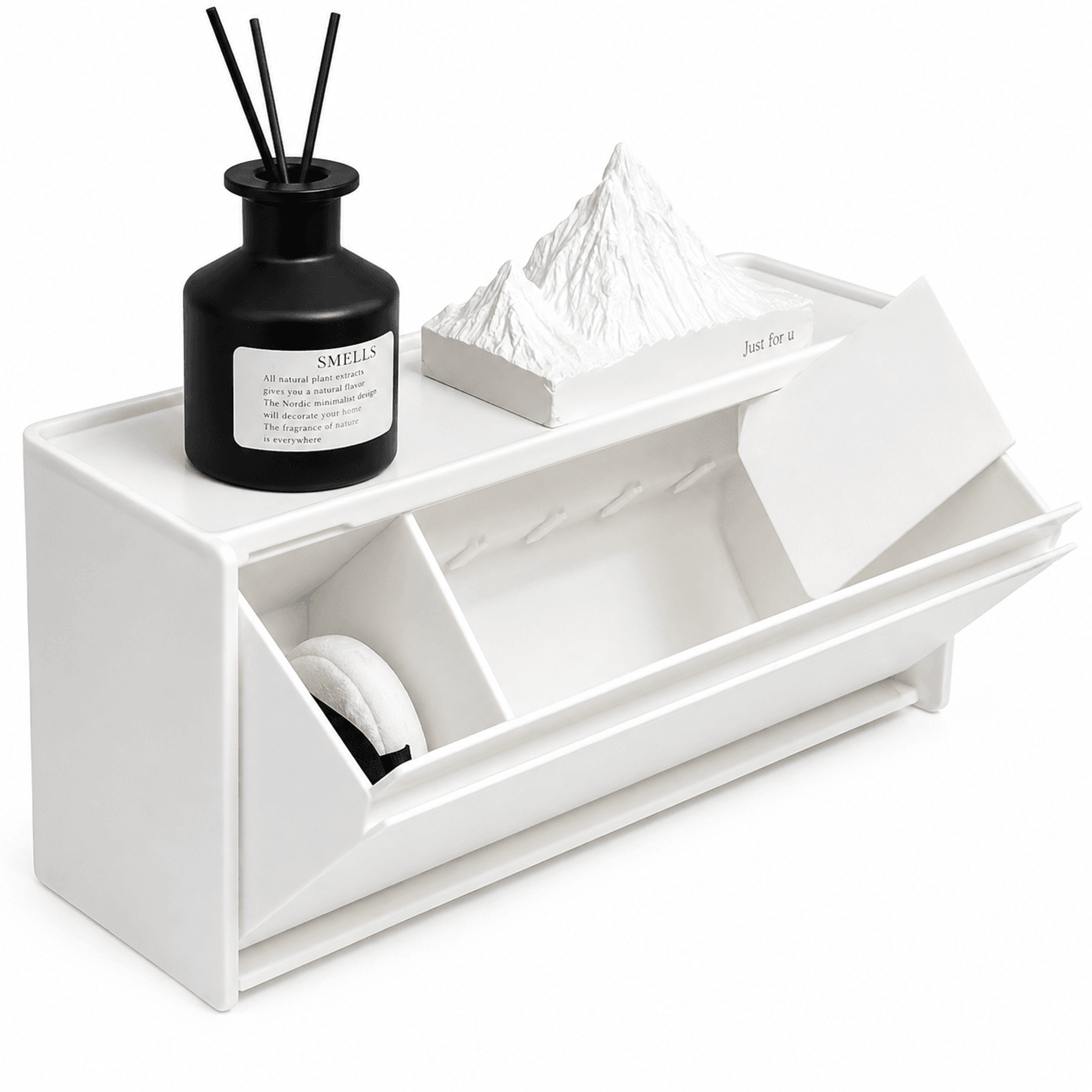 flip top makeup pad holder cotton pad organizer no drill bathroom storage box