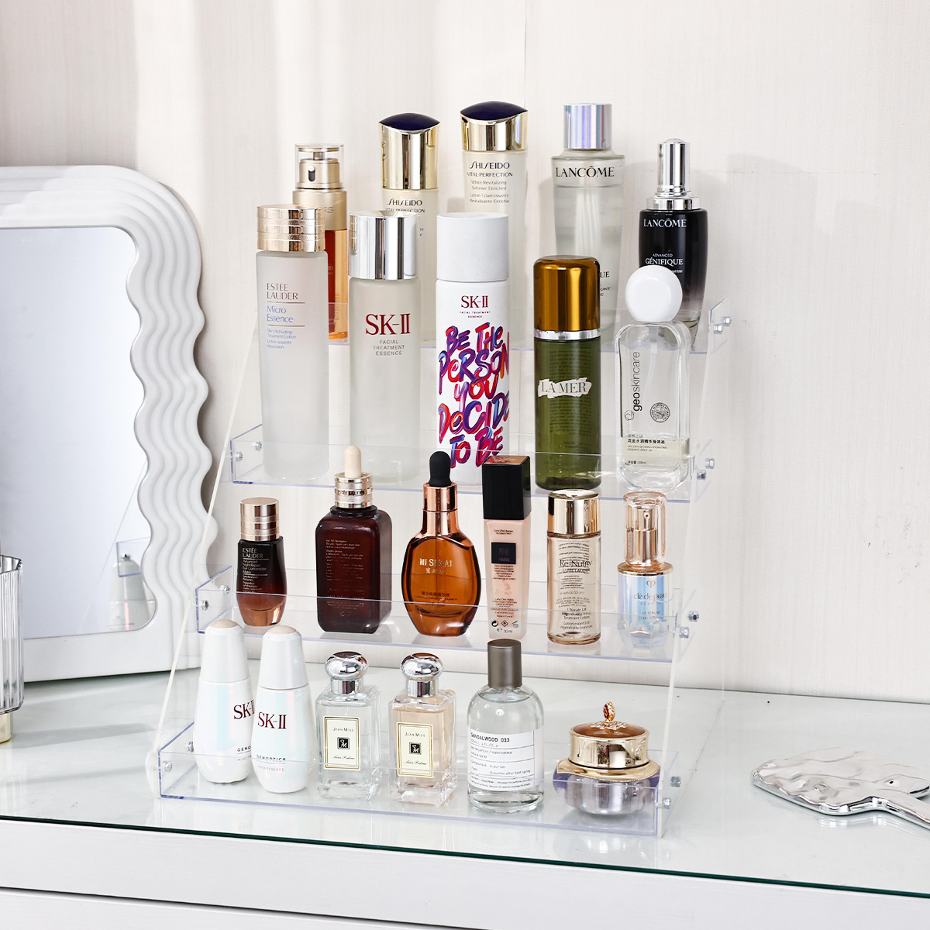 stepped acrylic skincare organizer rack for cosmetics perfume and makeup