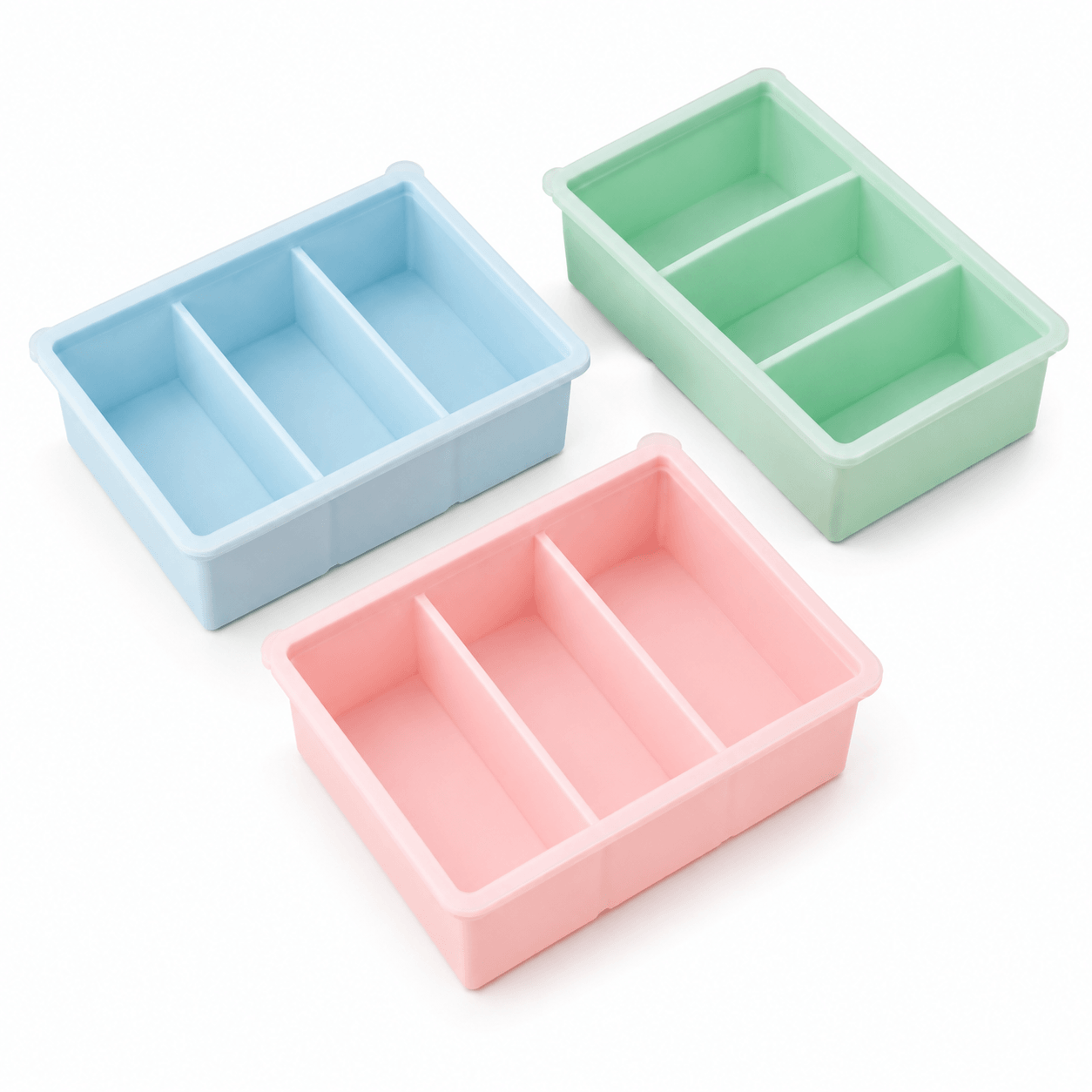 extra large 3 compartment silicone freezer tray with lid for soup meal prep