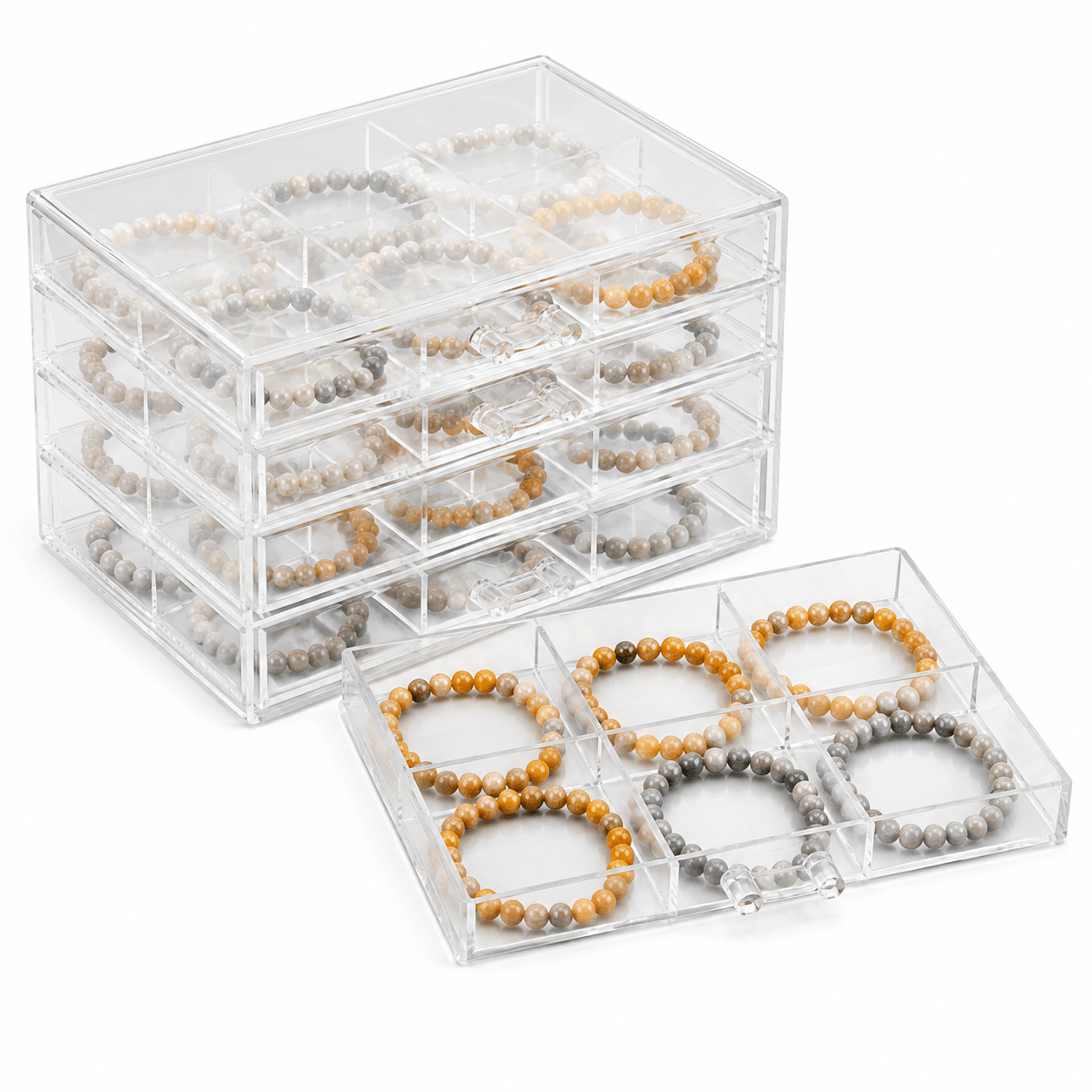 5 drawer acrylic jewelry organizer with clear earring storage compartments