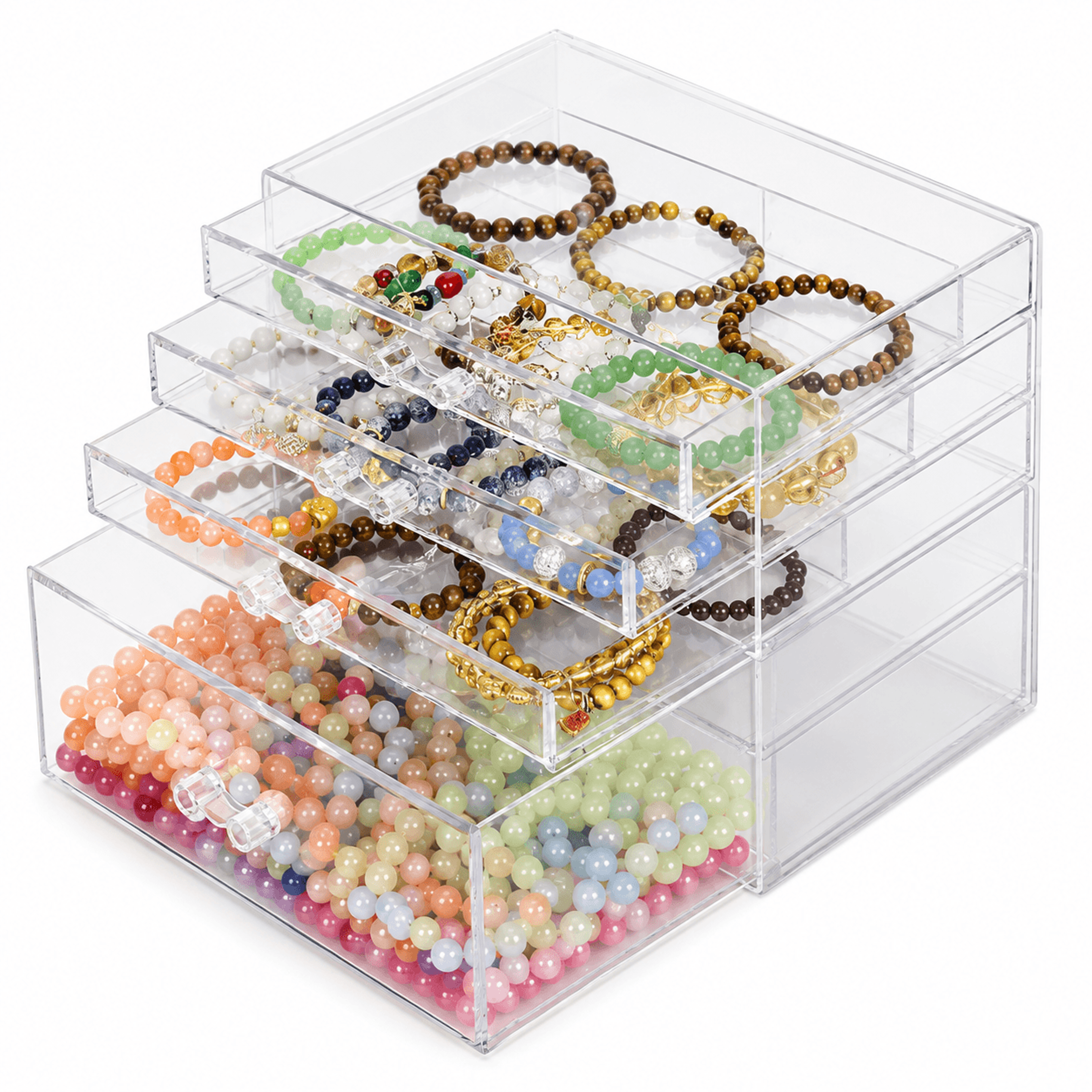 transparent acrylic drawer organizer for jewelry beads hair accessories and small items