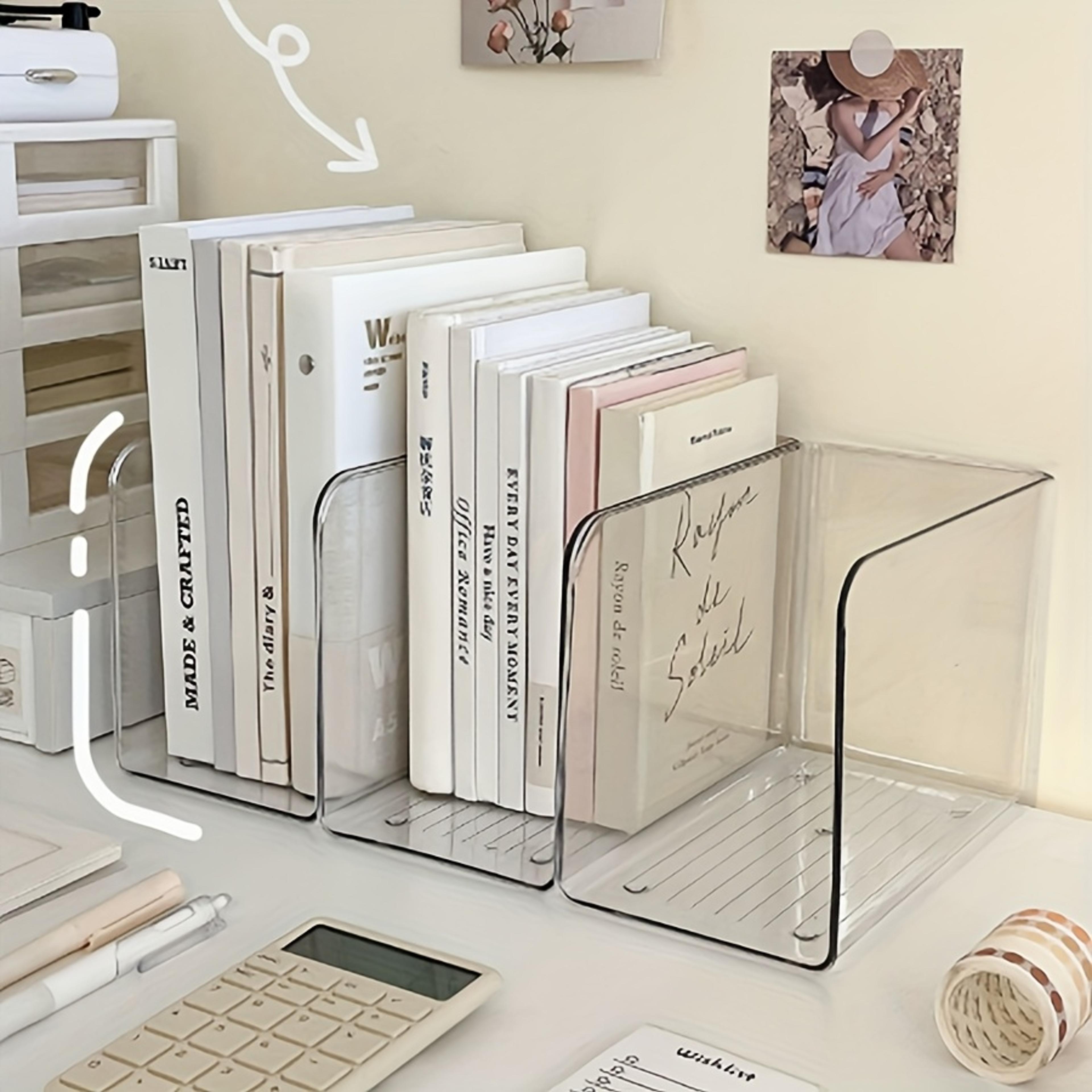 clear acrylic bookends for desk bookshelf and office organization