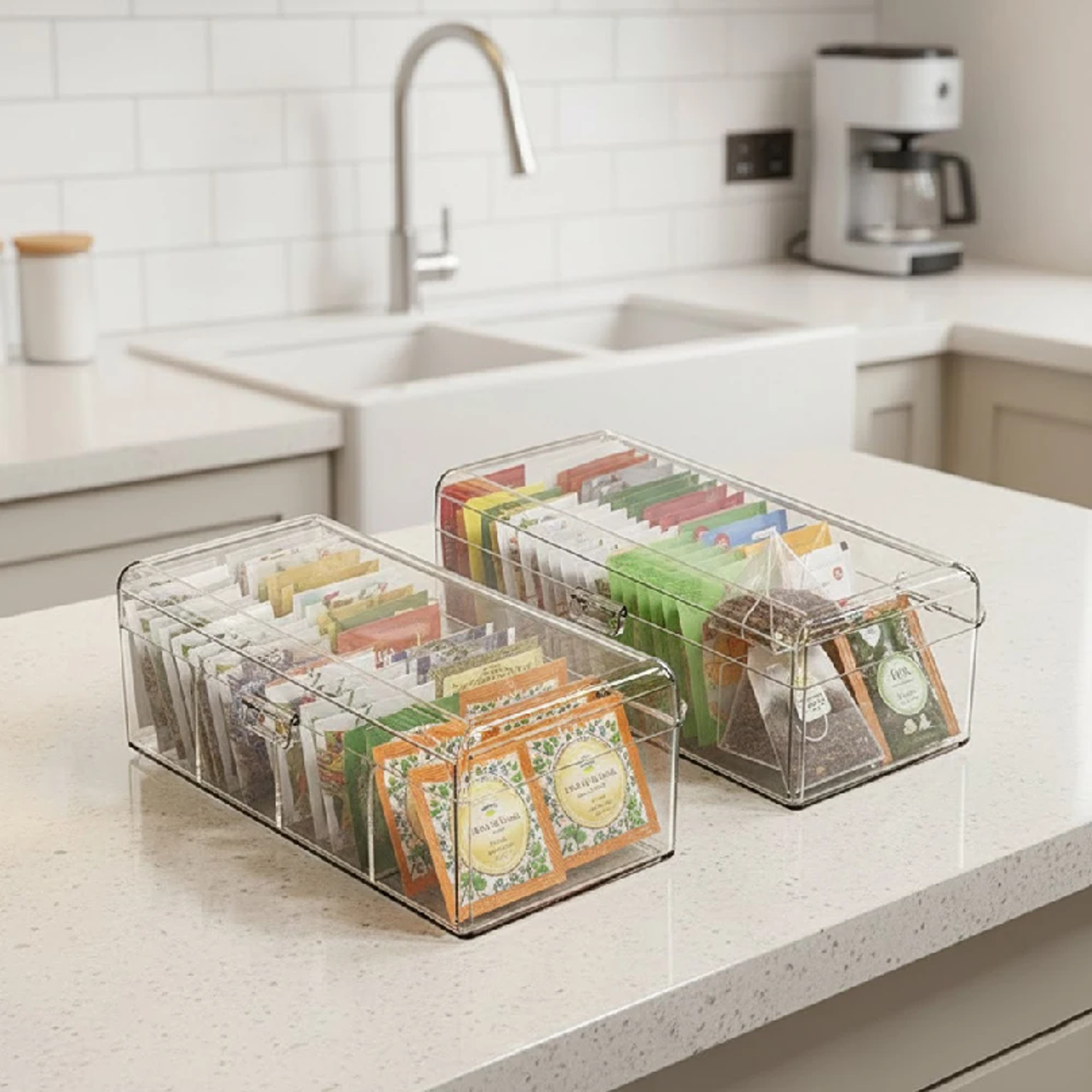 4 compartment tea bag organizer with lid food and cosmetic storage box