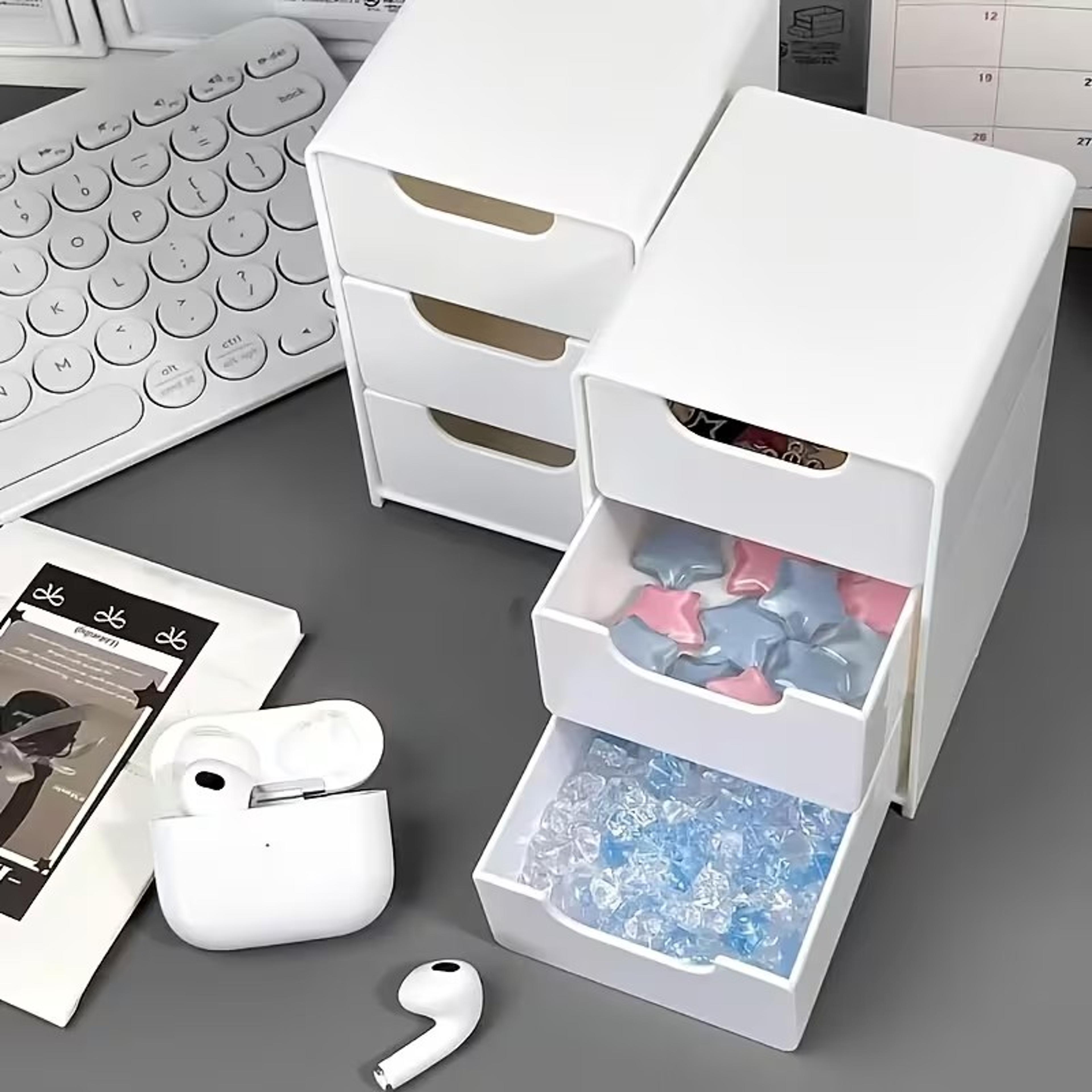 3 compartment drawer storage box stackable organizer for cosmetics jewelry office supplies