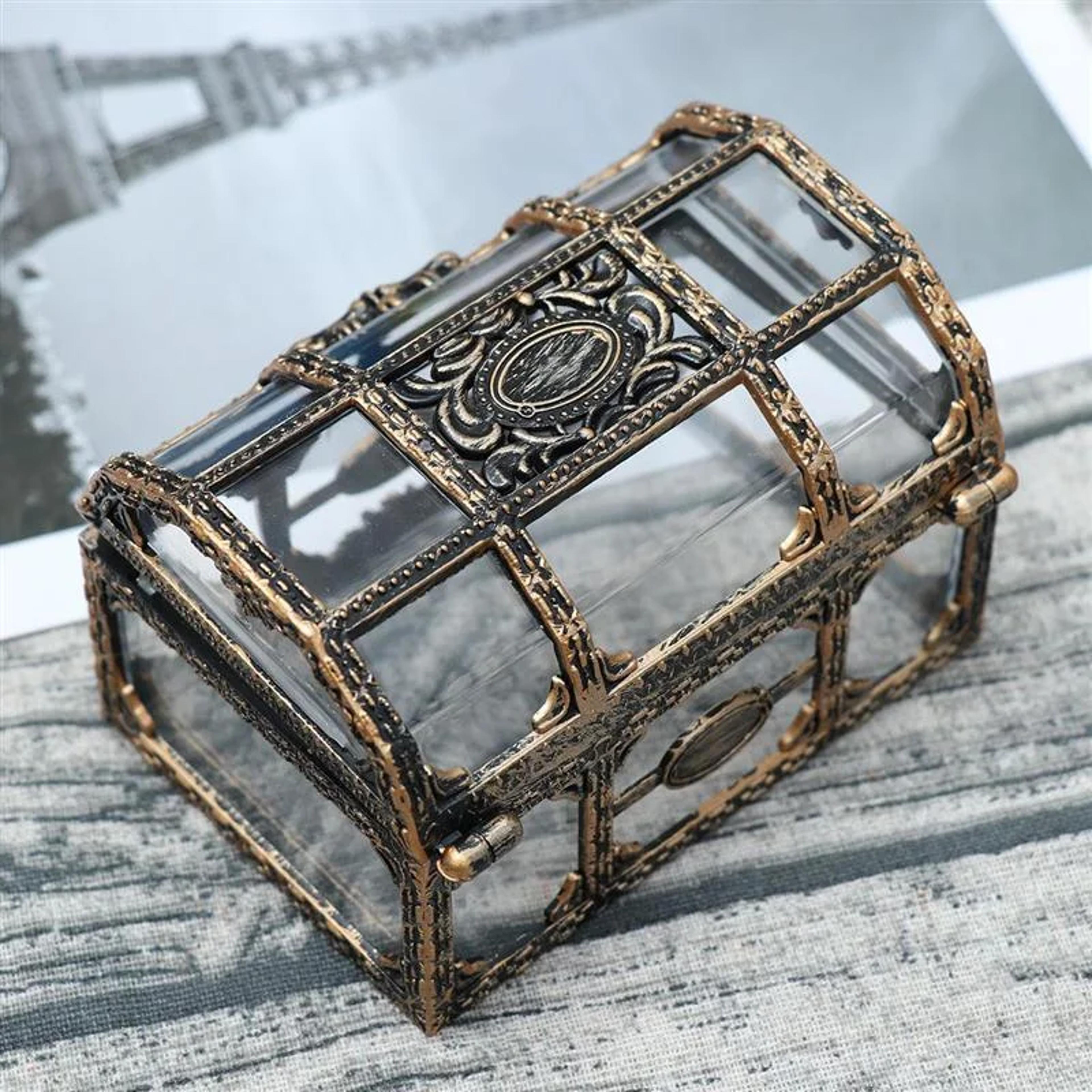 mini pirate treasure chest clear jewelry storage box trinket organizer keepsake box