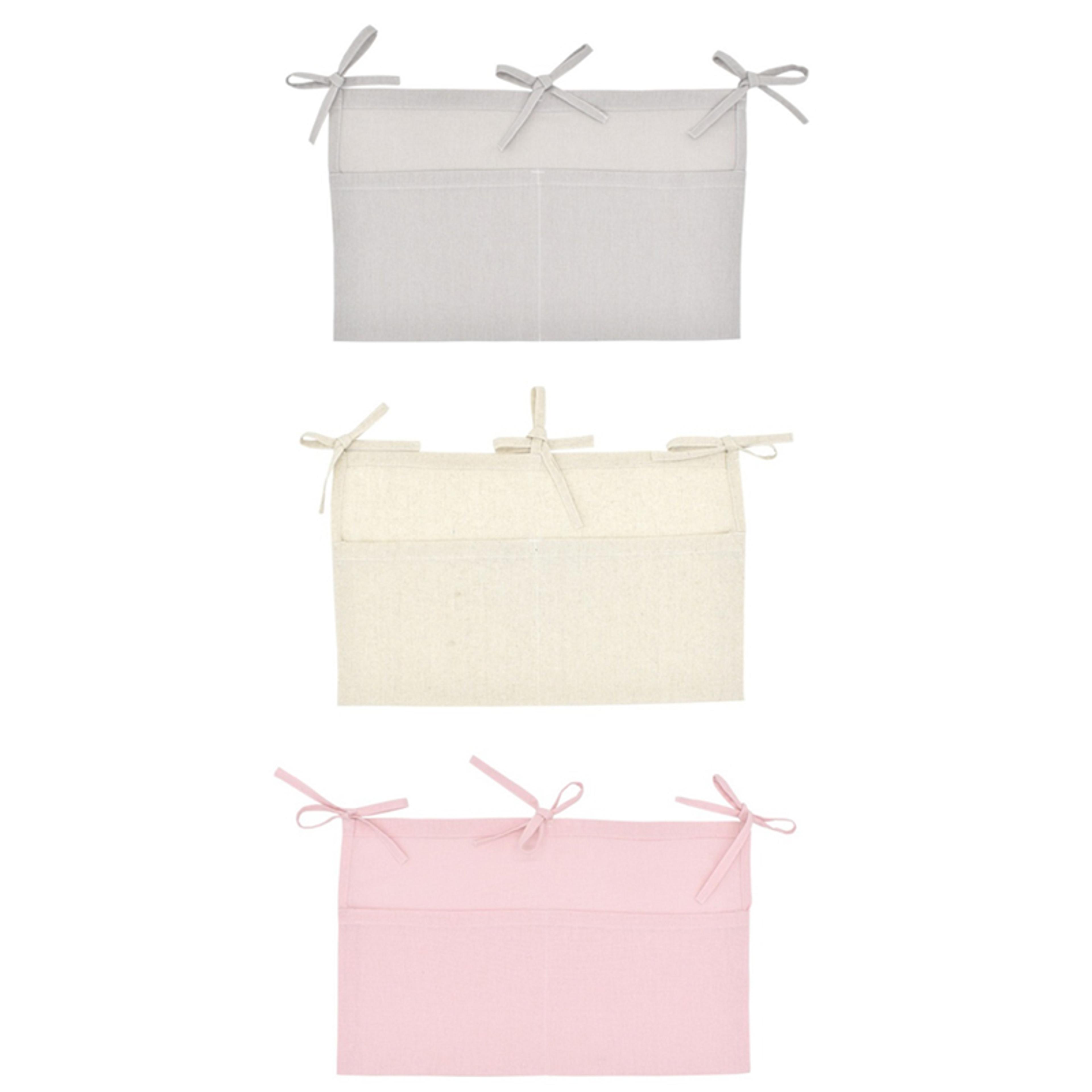 baby bedside organizer linen crib storage bag with 2 pockets for diapers toys and nursery essentials