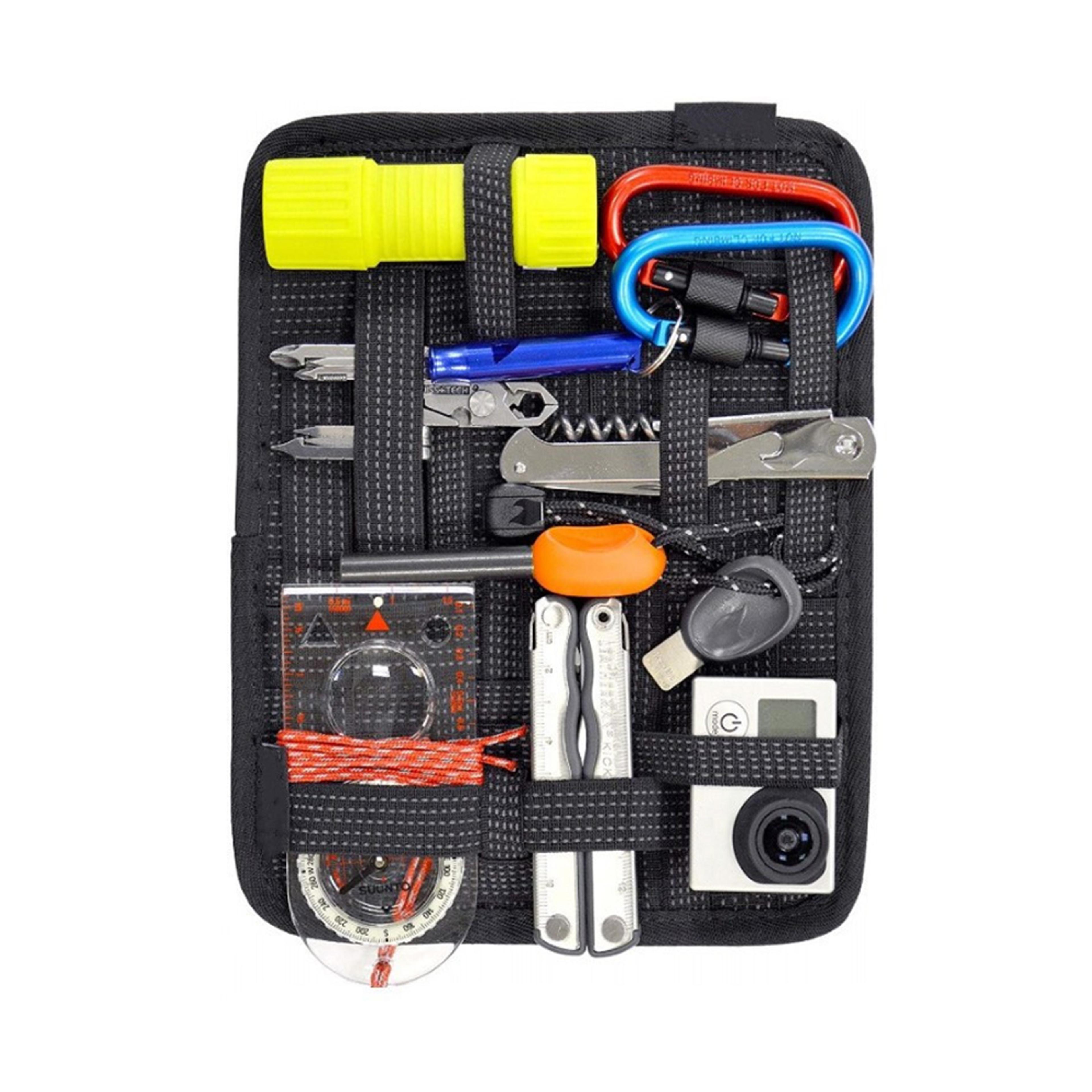 portable cable organizer board with elastic straps and zipper pocket for travel