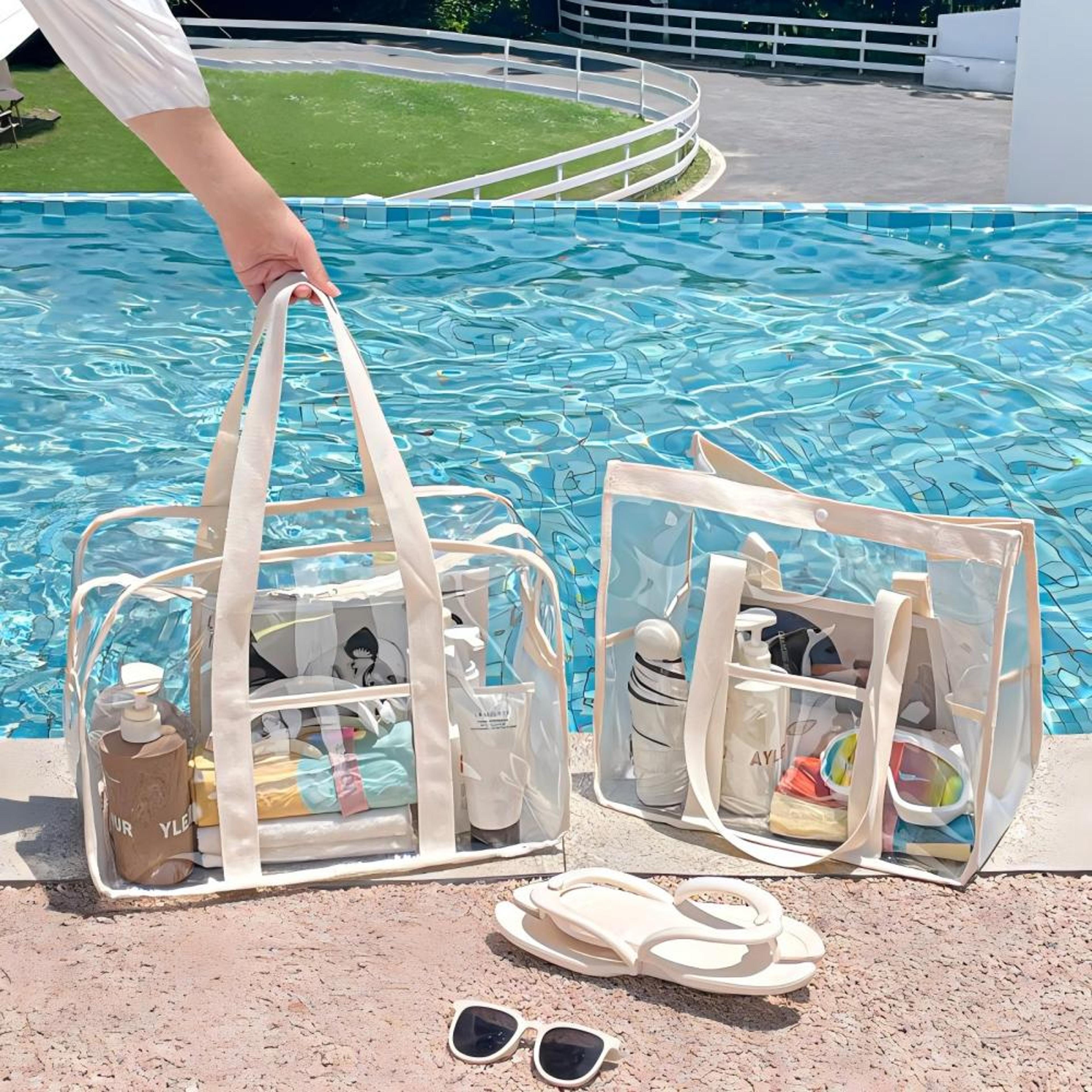 large transparent waterproof makeup bag travel cosmetic and beach organizer