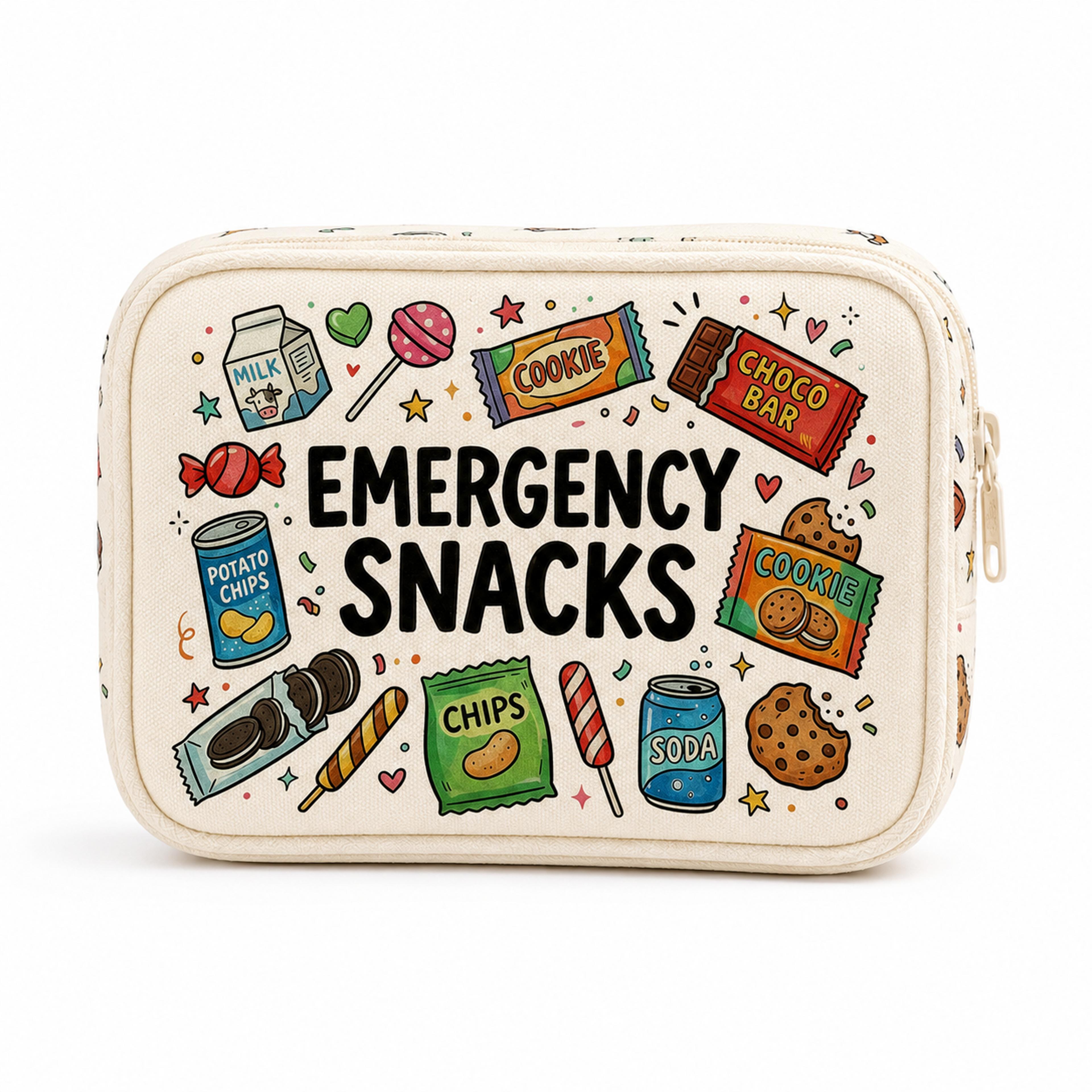 emergency snack pouch cute cartoon canvas zipper bag travel makeup organizer