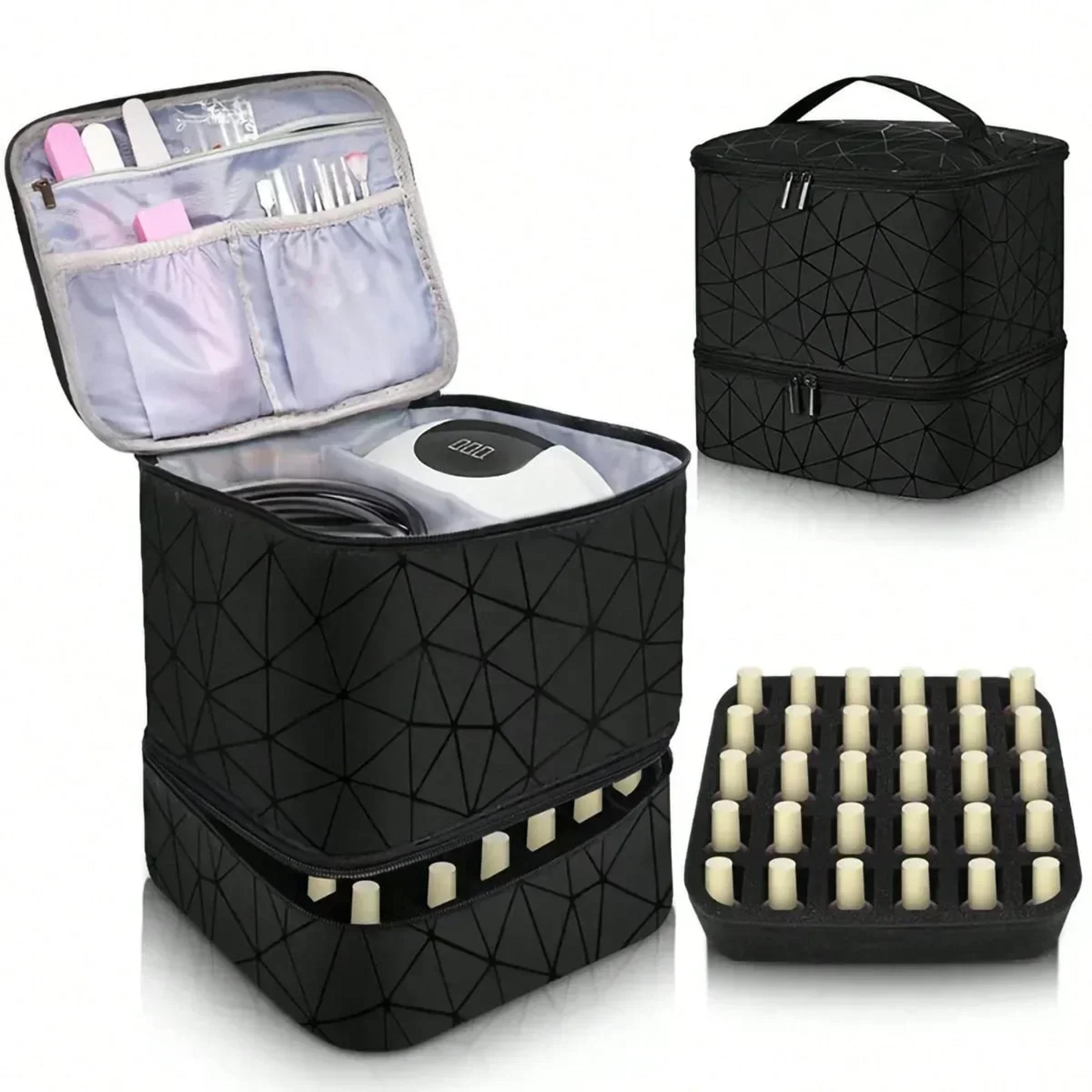 double layer nail polish storage bag portable manicure organizer travel cosmetic case