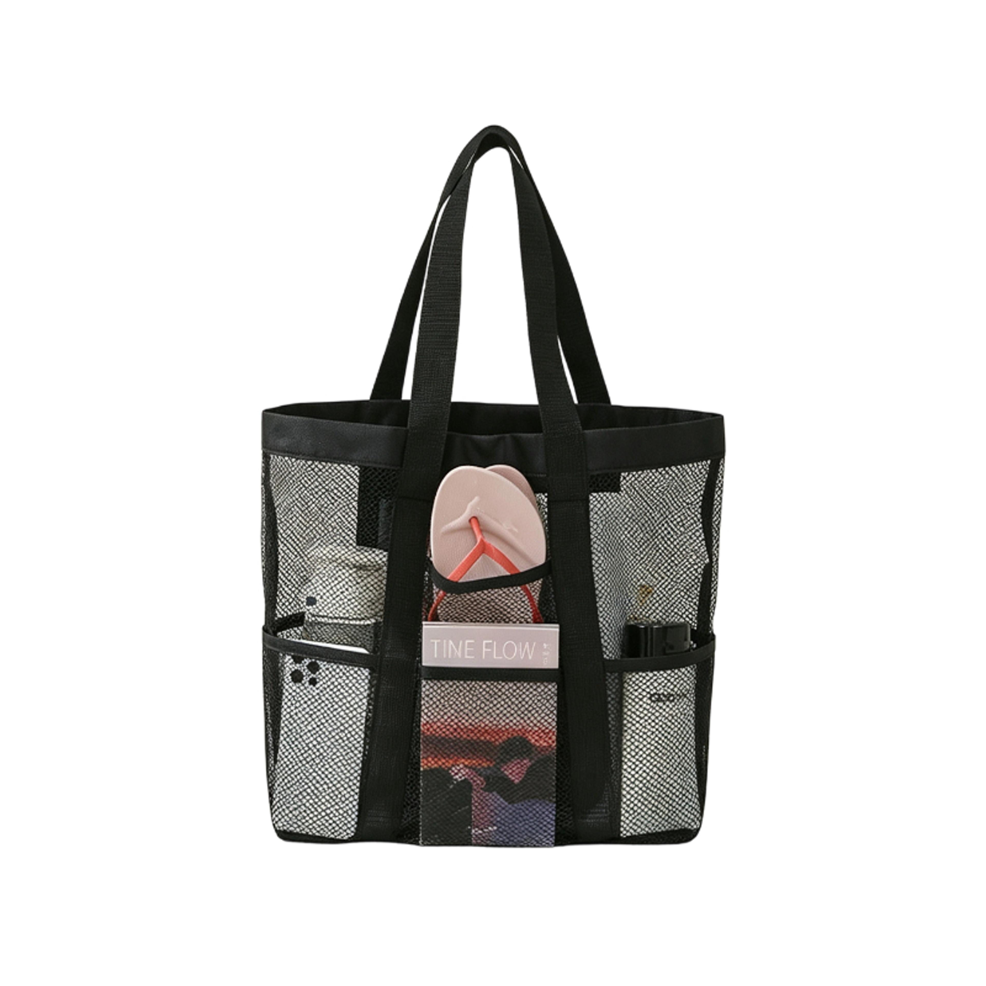 large capacity mesh beach tote bag travel organizer swim and cosmetic storage bag
