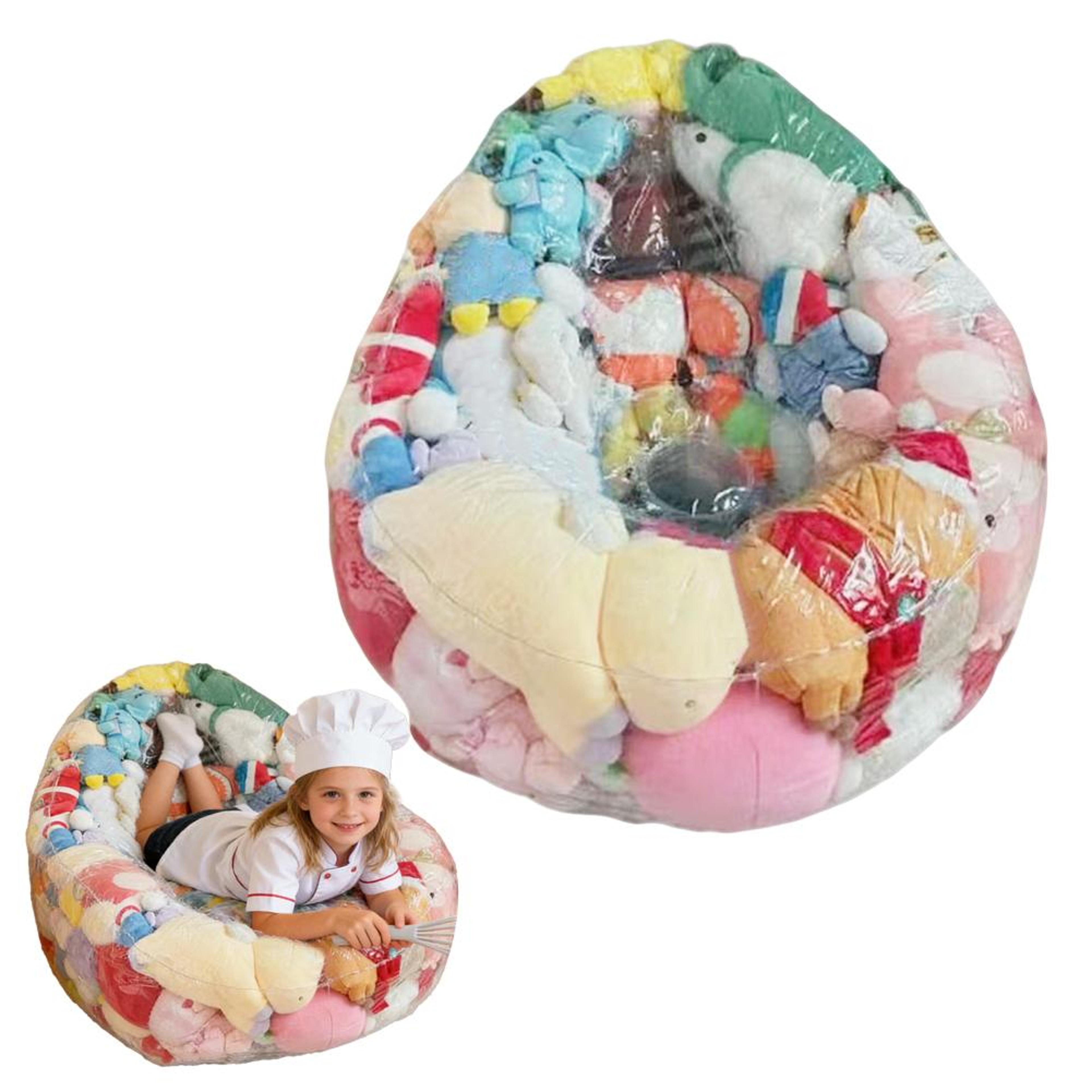 transparent stuffed animal storage bag plush toy organizer bean bag chair cover