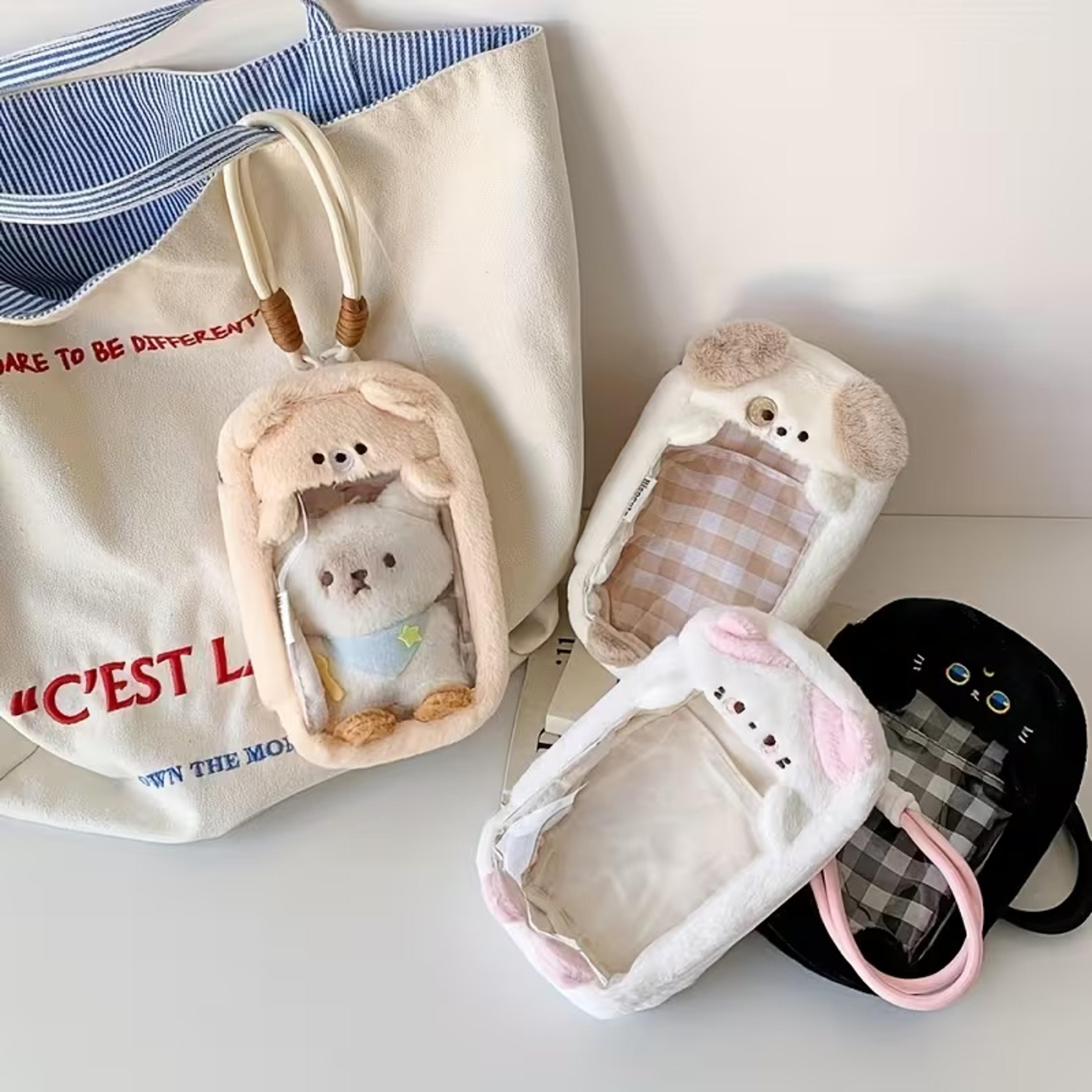 cute puppy kitten plush storage bag cartoon luggage bag travel organizer