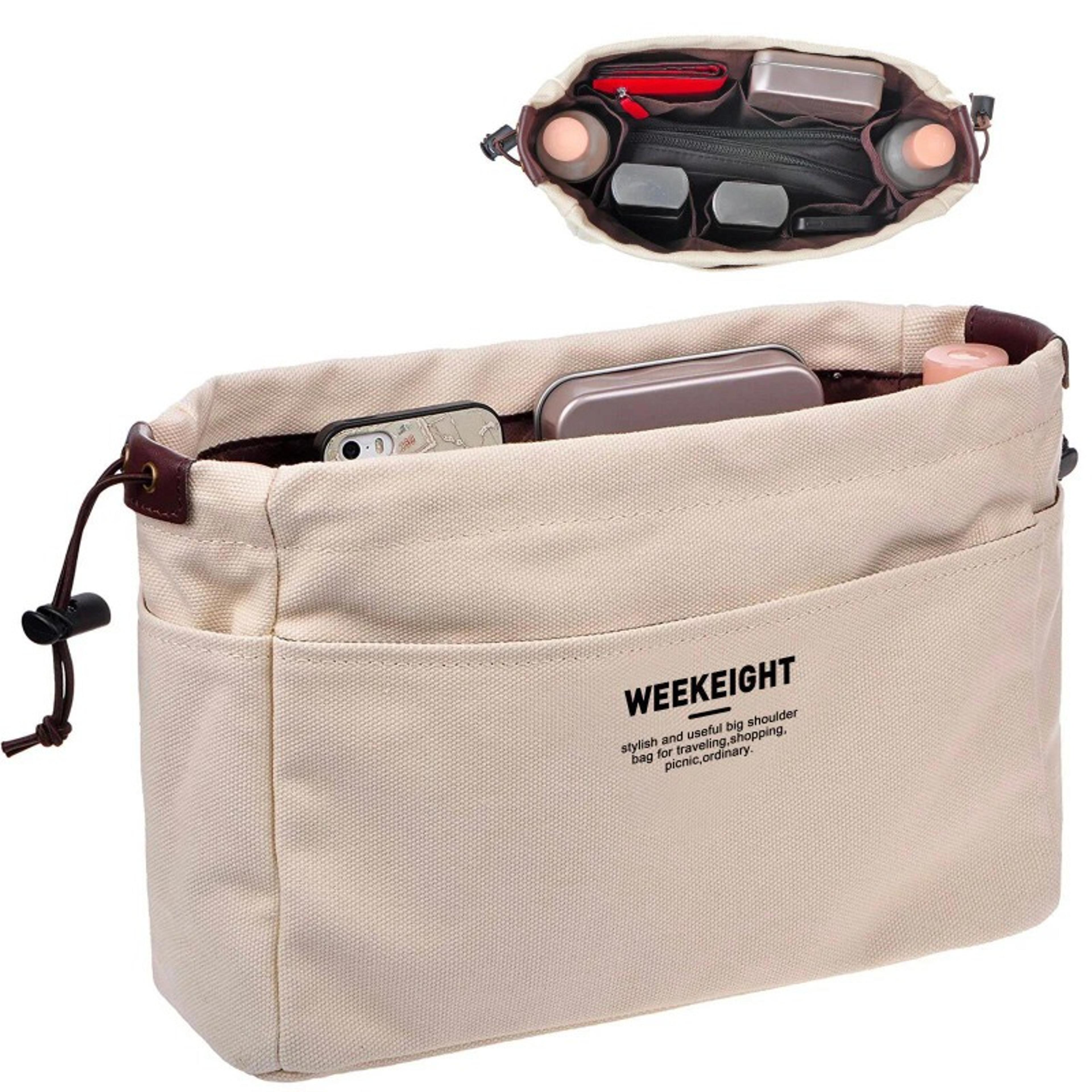 canvas purse organizer insert handbag organizer with zipper multiple pockets