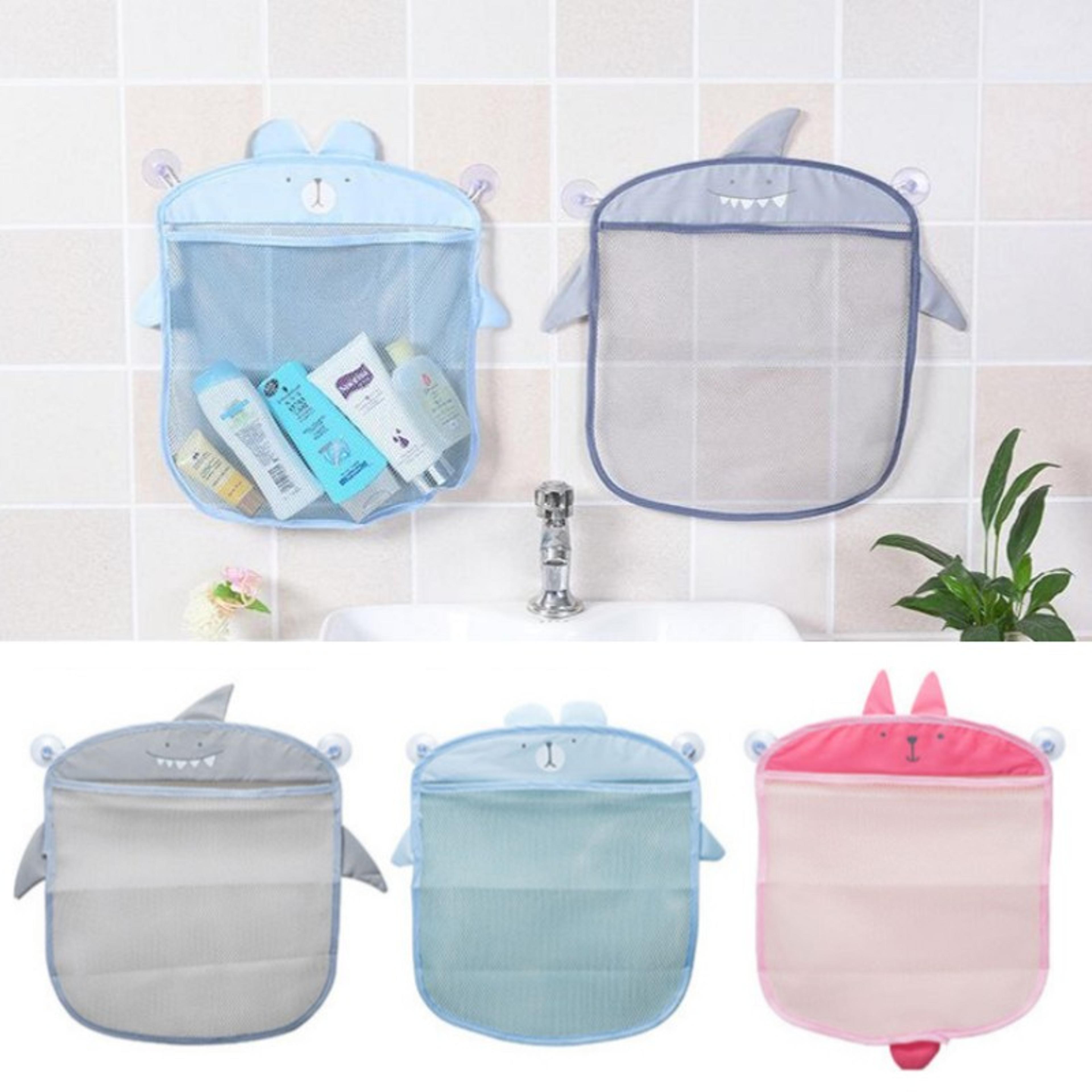 kids bath toy organizer mesh storage bag with suction cups for bathroom