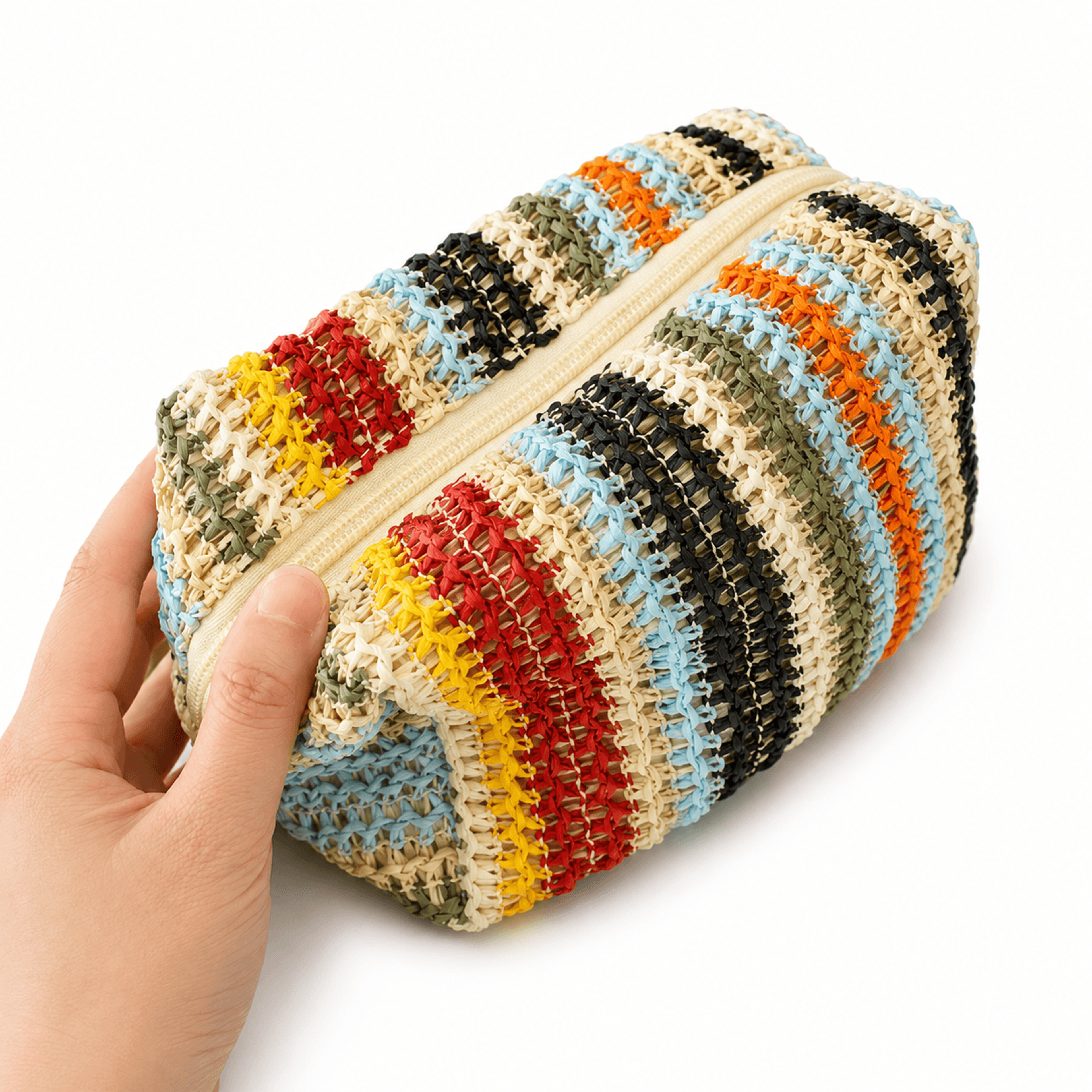 colorful knitted cosmetic bag travel makeup bag and toiletry pouch for women