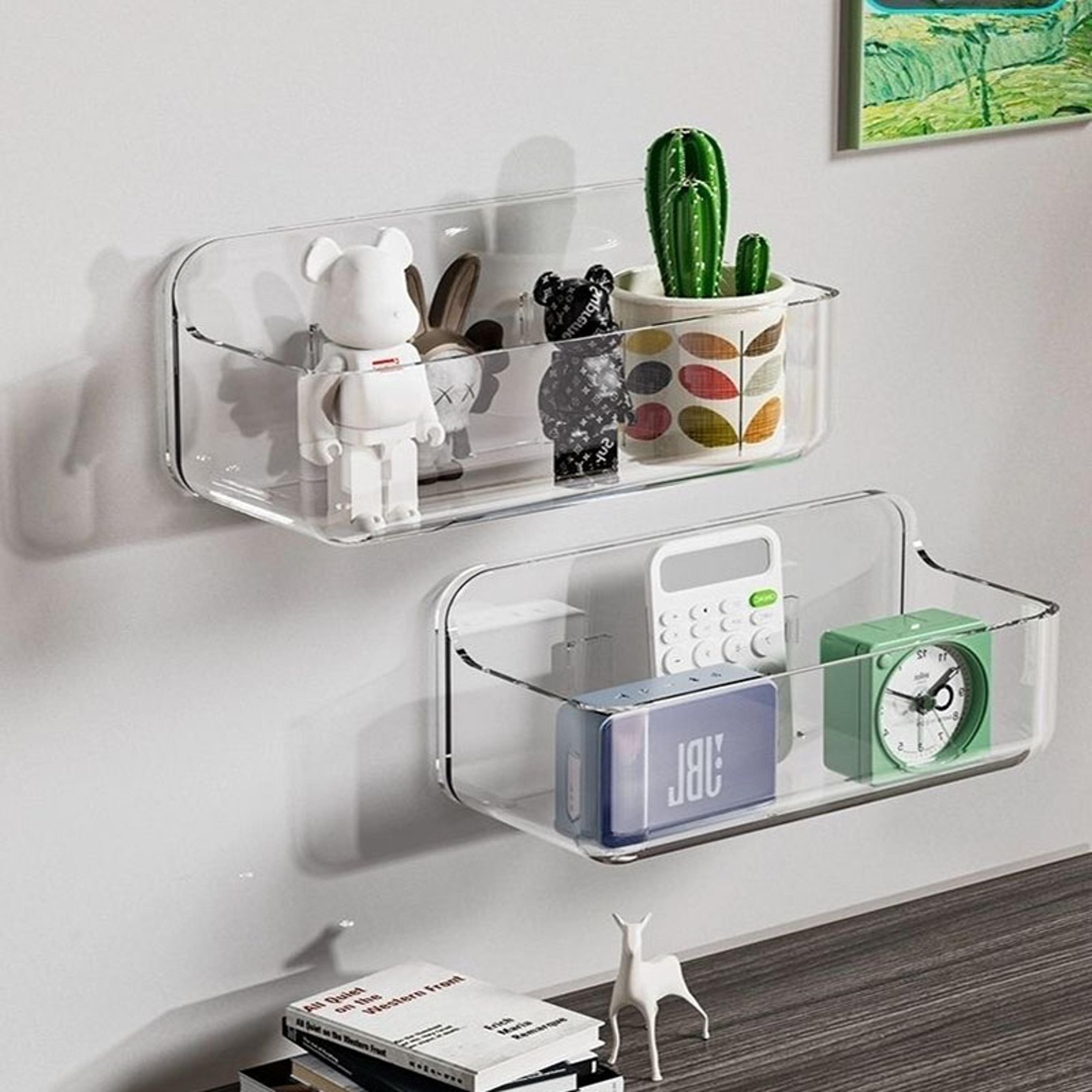 no drill bathroom wall shelf transparent shower organizer cosmetic storage shelf