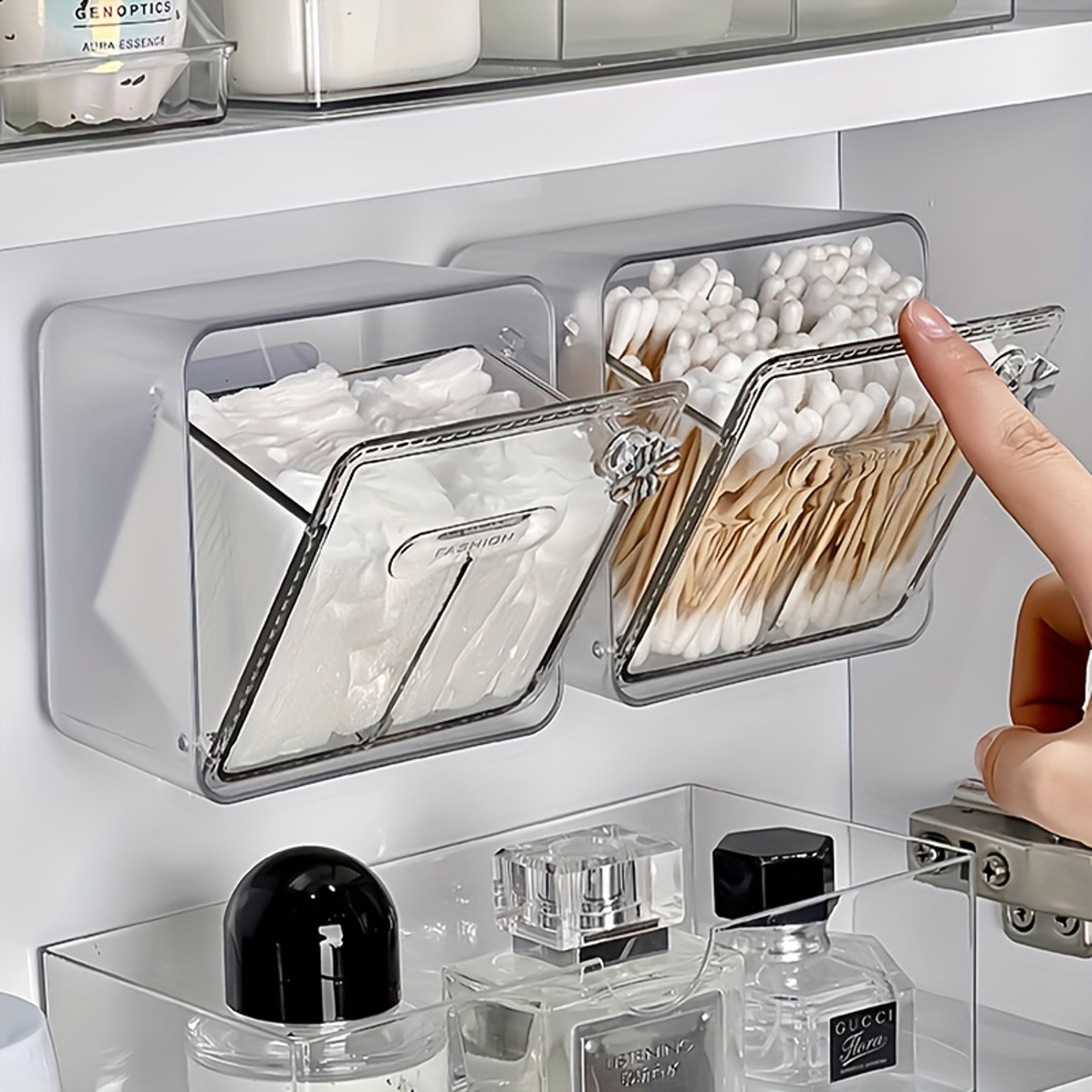 wall mounted cotton bud holder bathroom organizer and cotton pad storage box