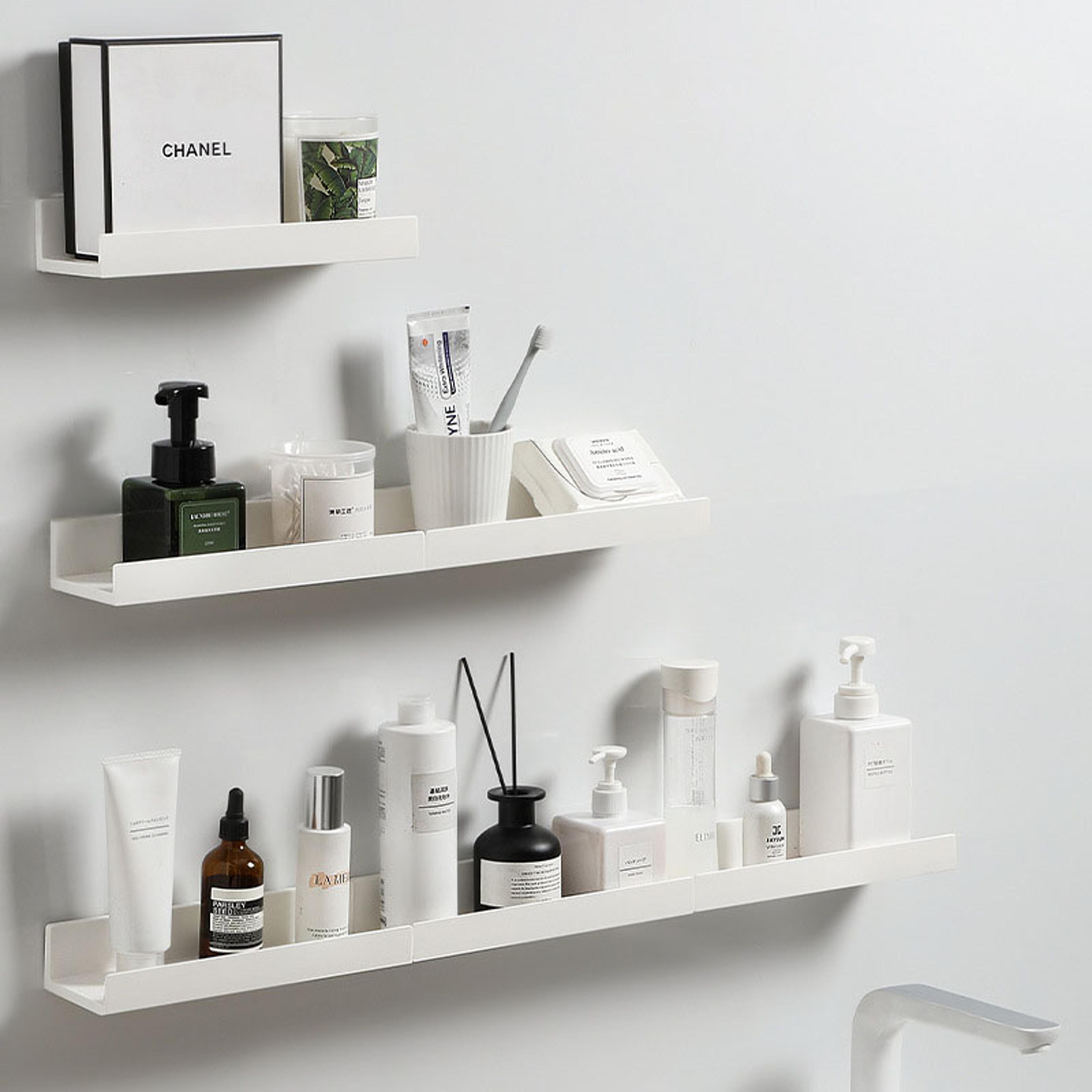 self adhesive bathroom shelf no drill shower storage rack wall mounted organizer