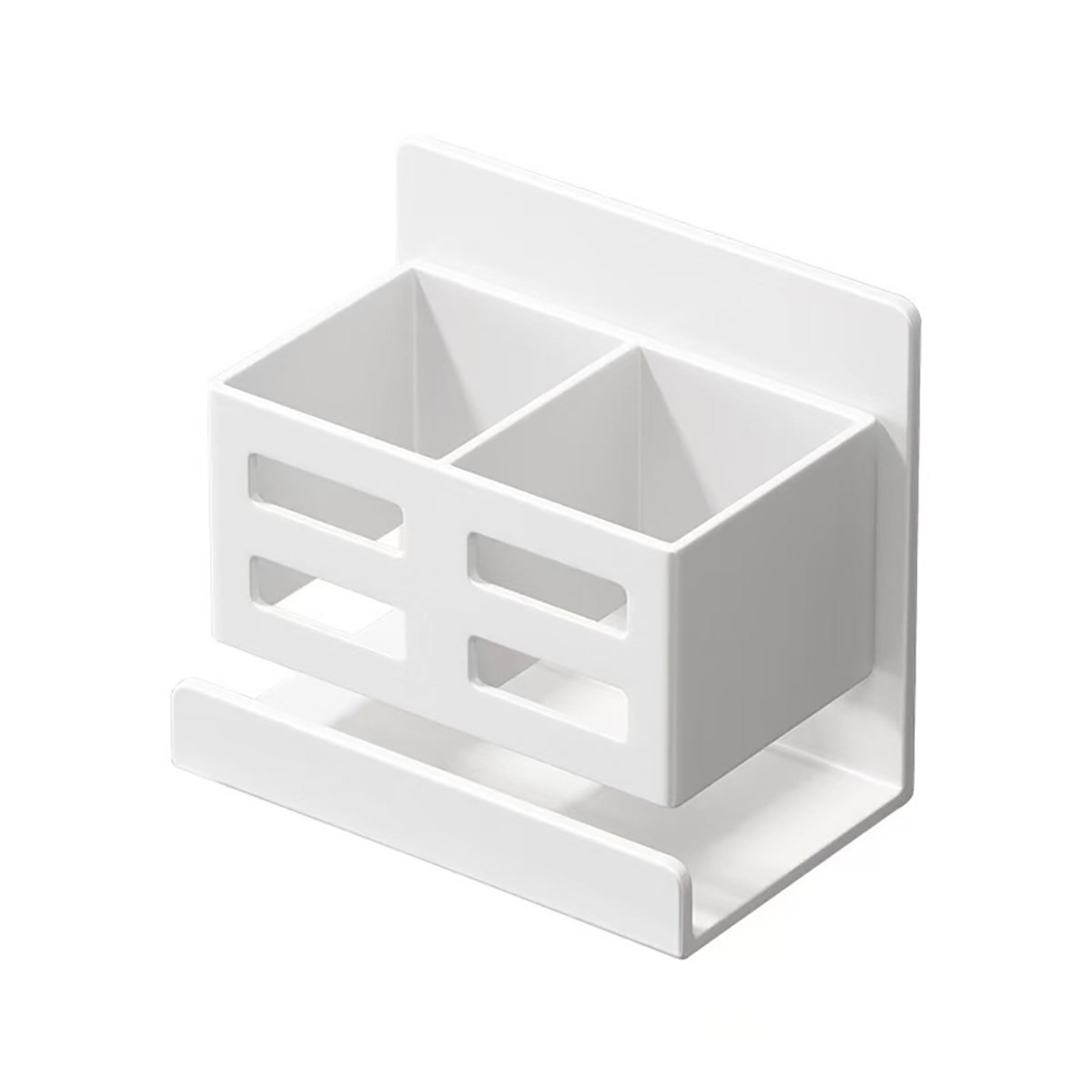 wall mounted bathroom organizer toothbrush holder hair dryer storage rack