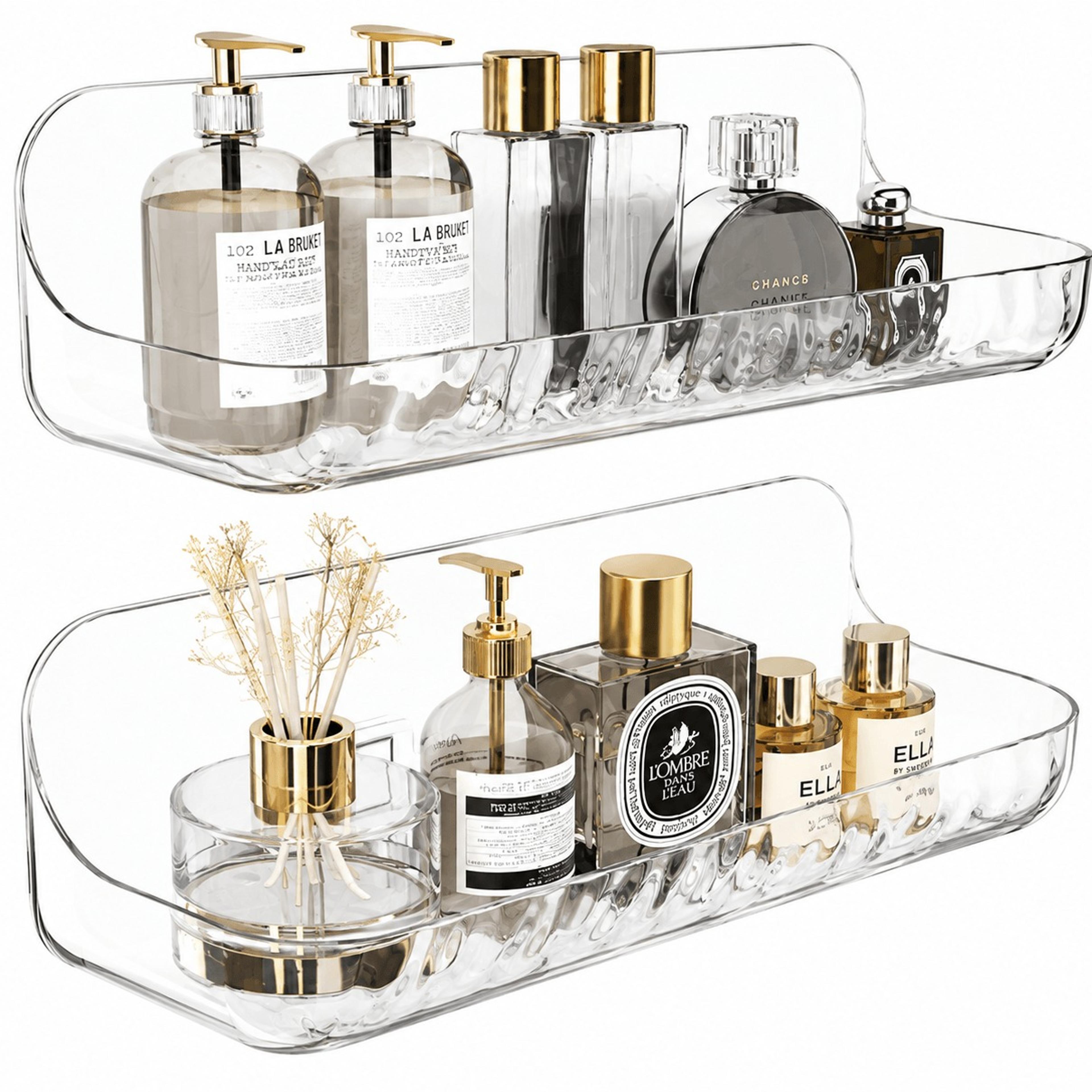 no drill acrylic bathroom shelf wall mounted shower storage organizer