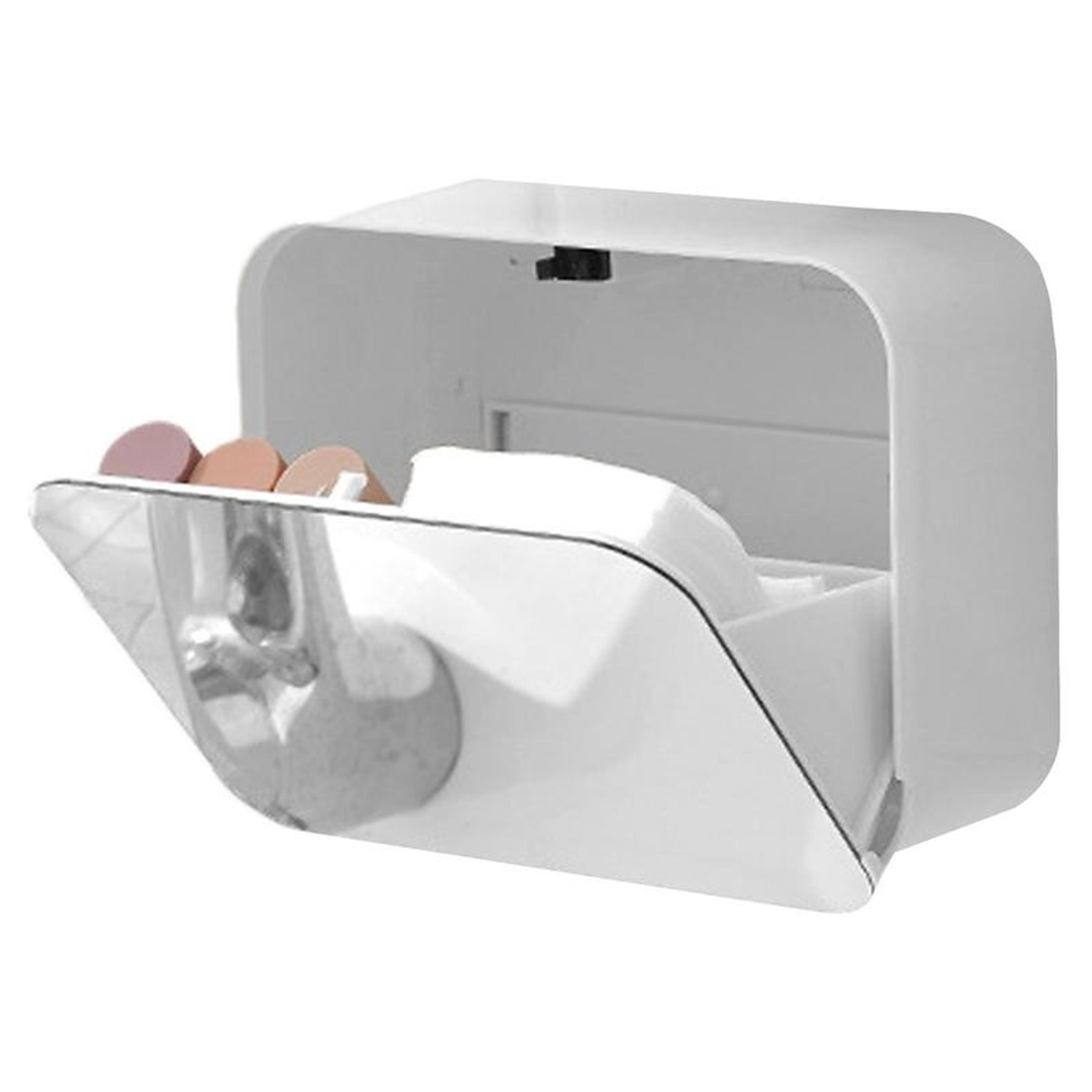 wall mounted organizer cotton pad holder with mirror no drill bathroom storage shelf