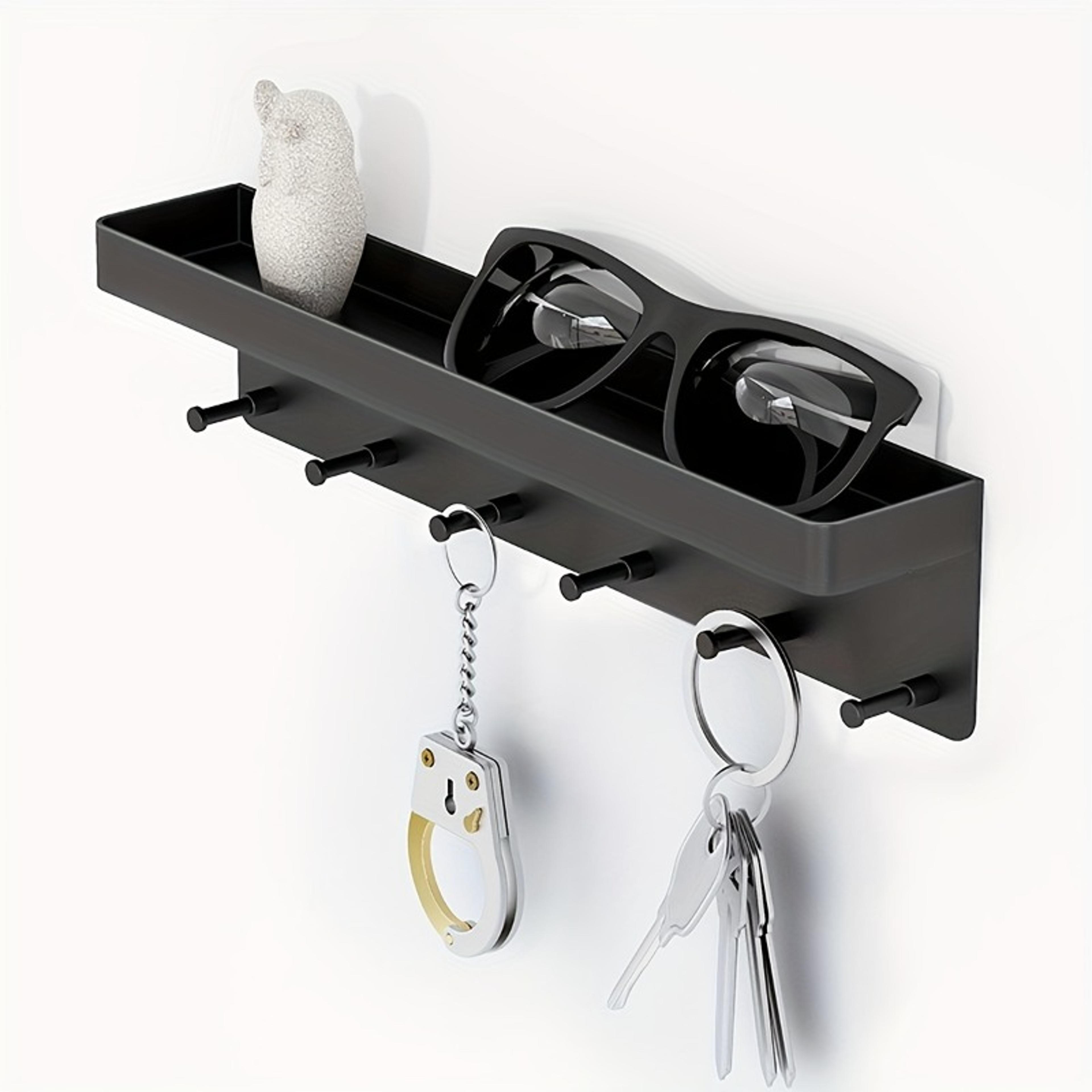 wall key holder with hooks and tray self adhesive key organizer for home entryway kitchen bathroom