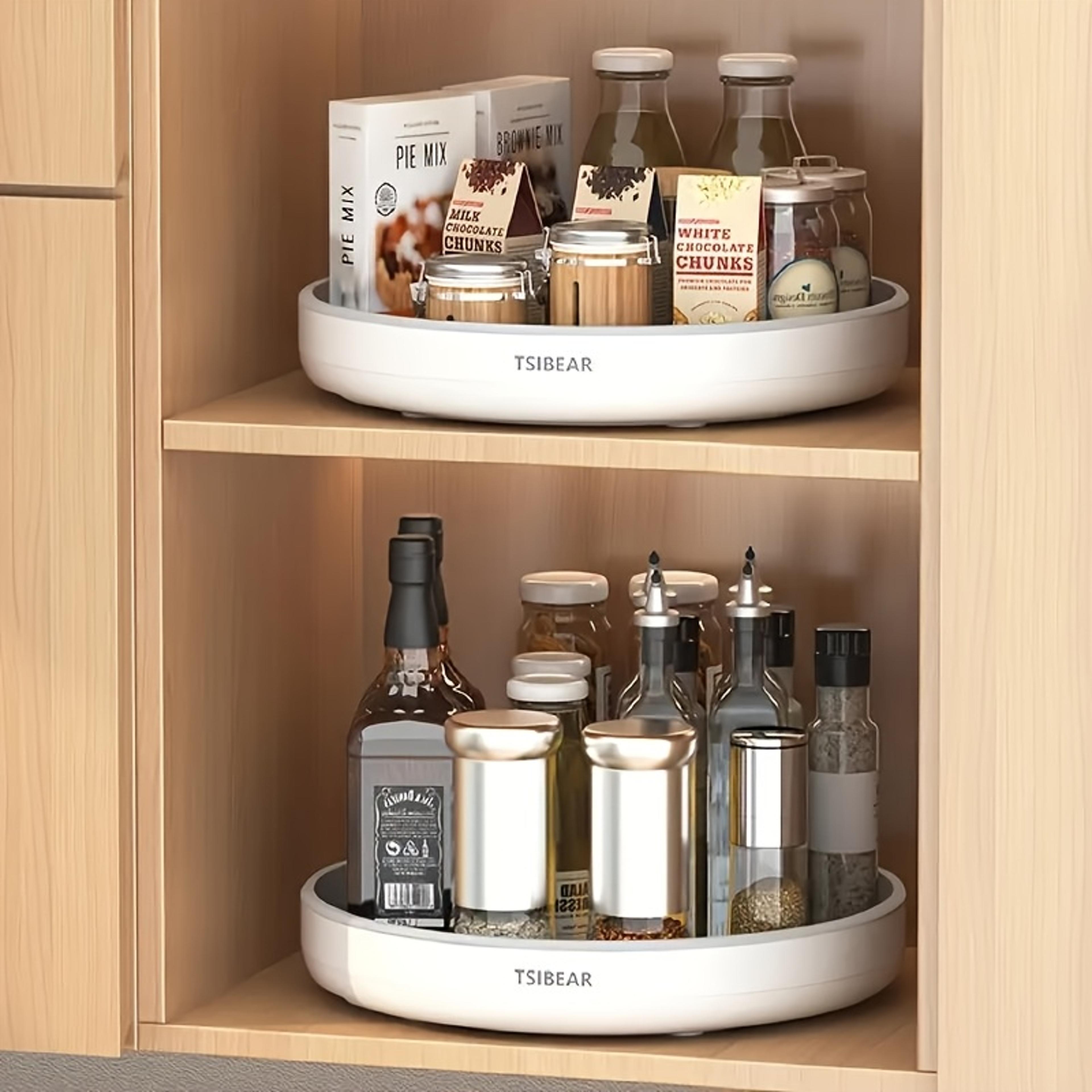360 degree rotating spice rack lazy susan organizer for kitchen countertop and pantry