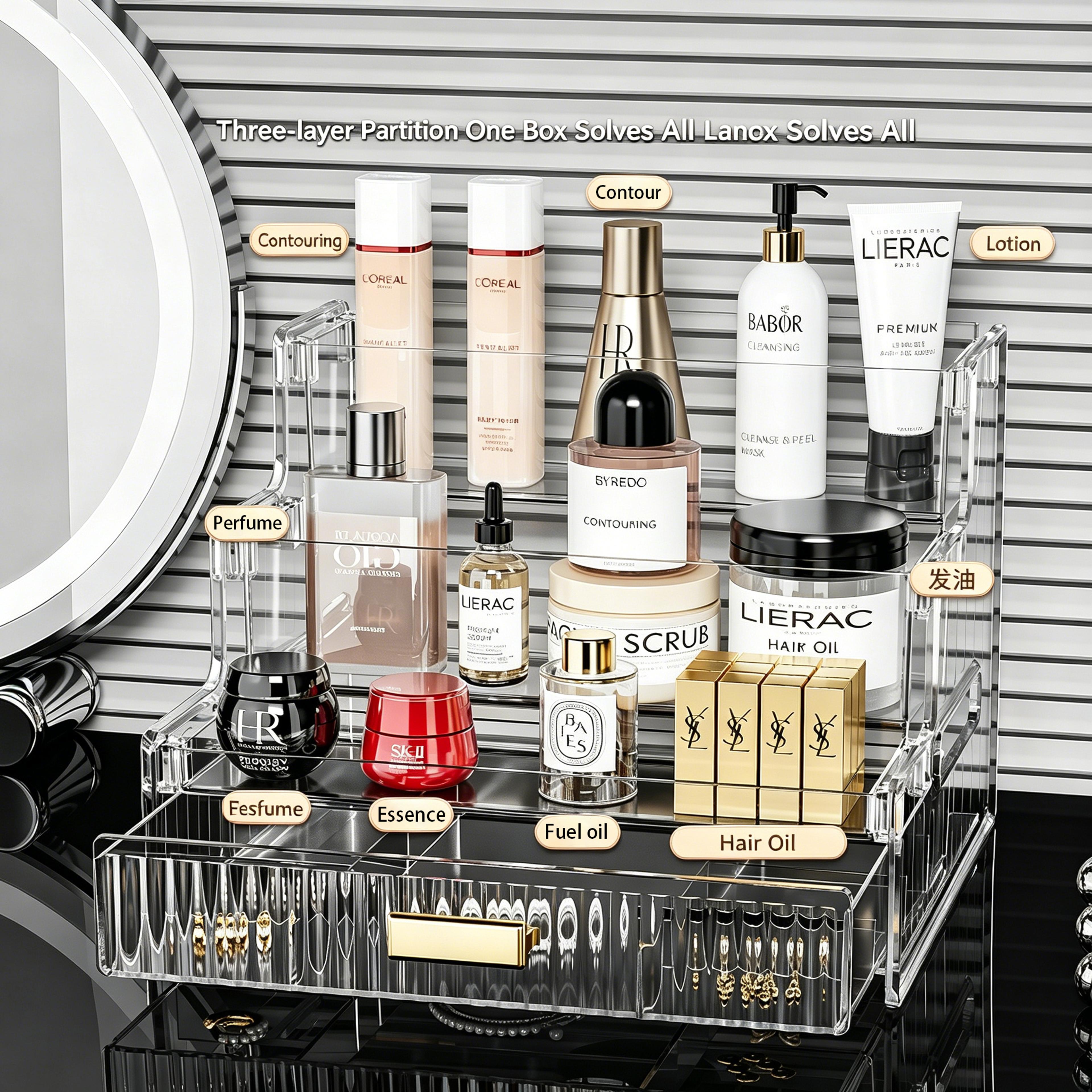 light luxury cosmetics organizer bathroom storage rack vanity sink organizer shelf